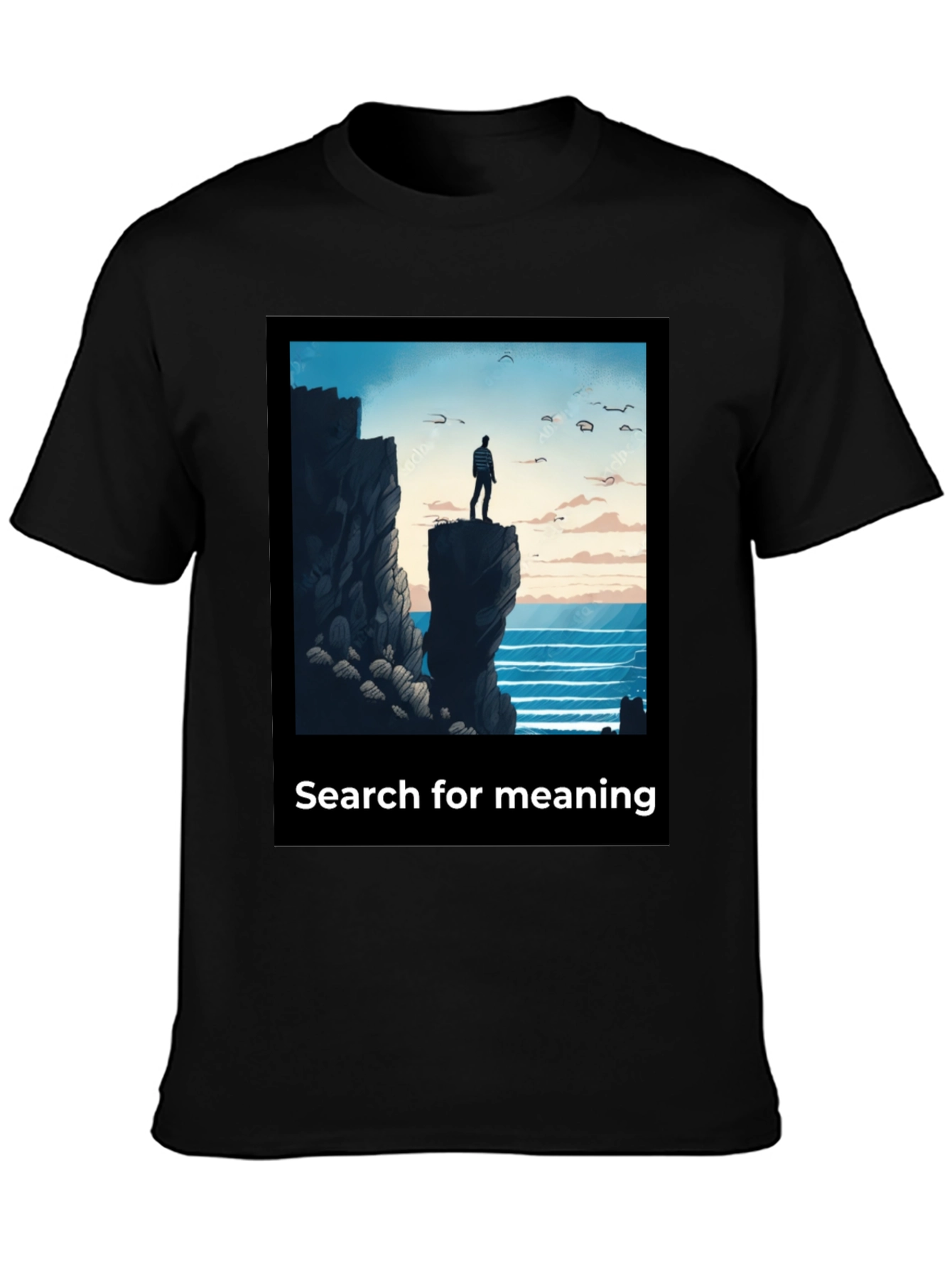 Black Search for Meaning Graphic T-Shirt view 3