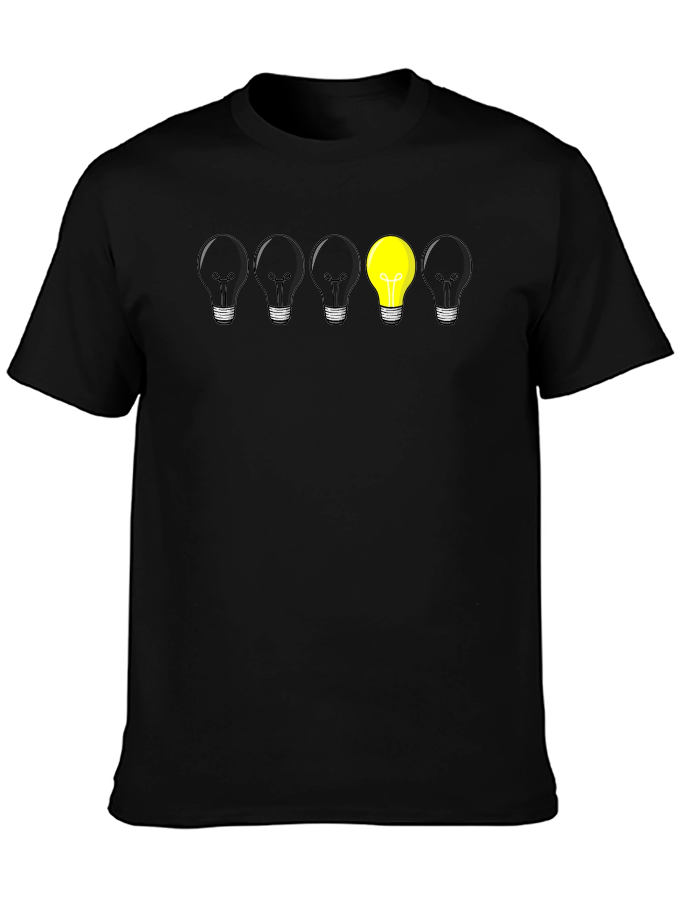 Black Unique Lightbulb Graphic Tee - Be Different! view 3