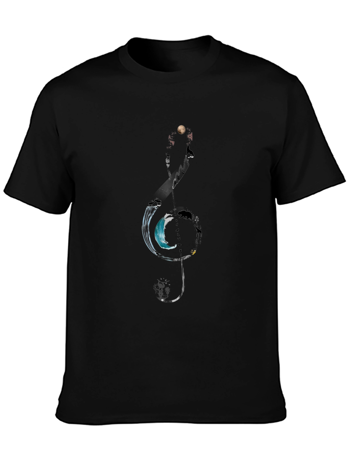 Black Nature Treble Clef Graphic Tee view 3