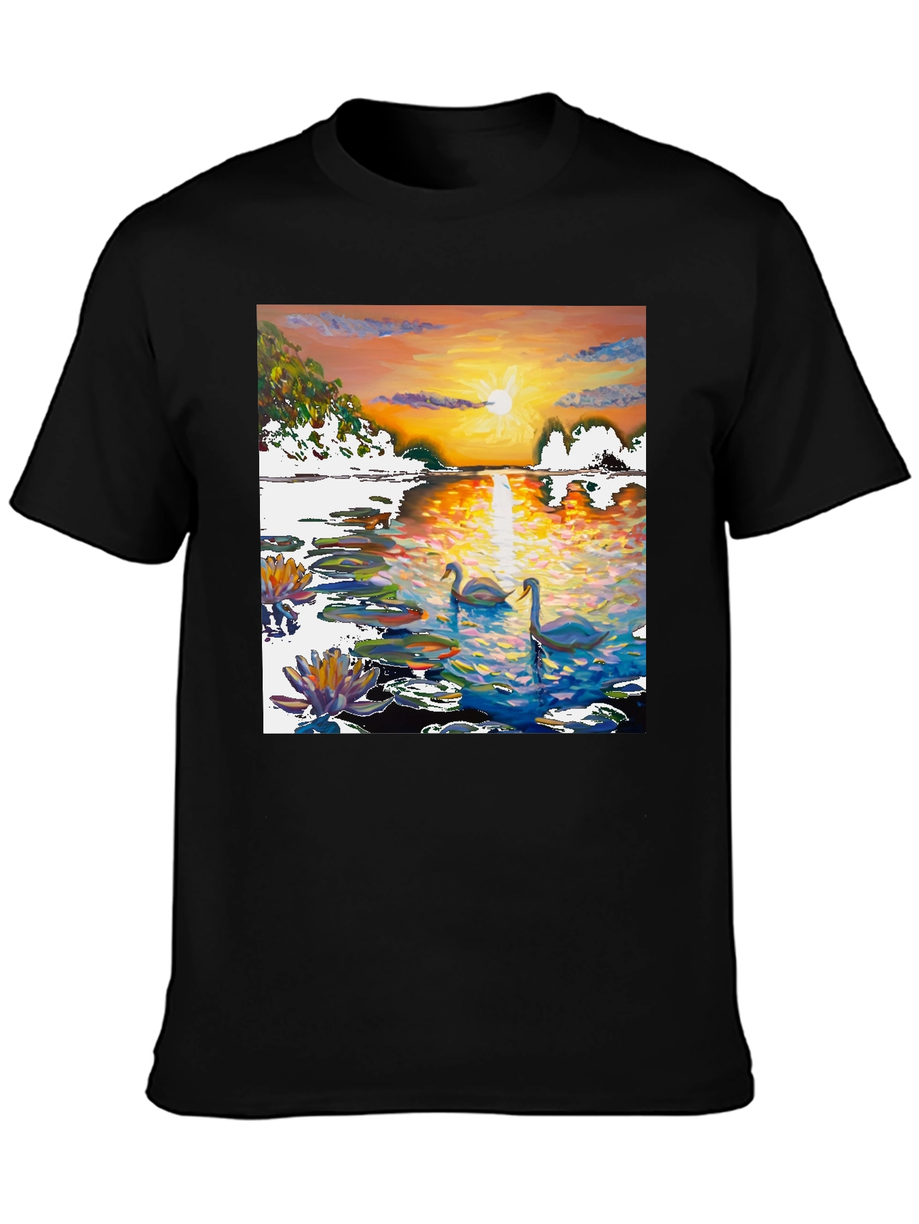 Black Swan Sunset Art T-Shirt view 3