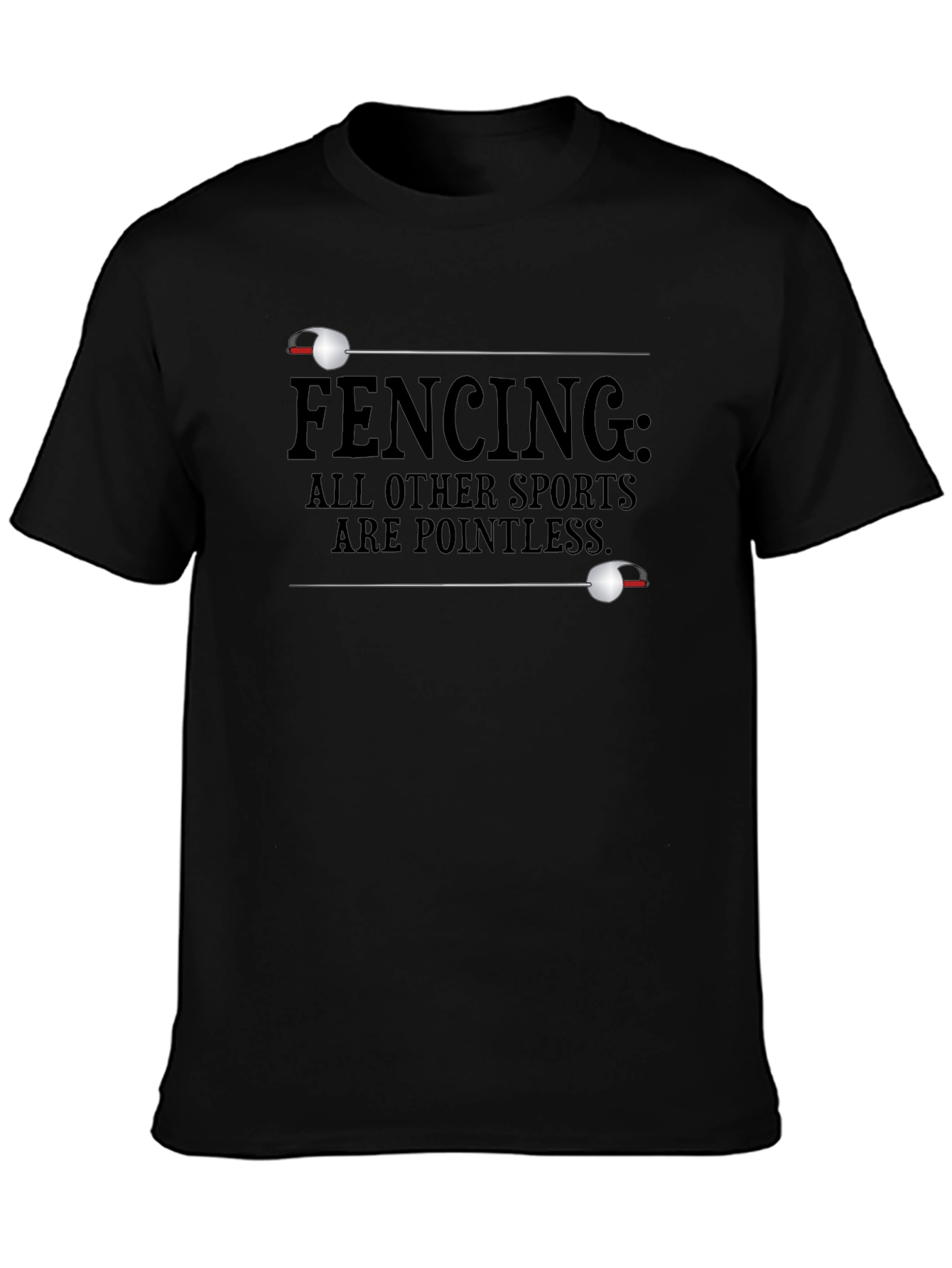 Black Fencing Pointless Sports Graphic T-Shirt view 3
