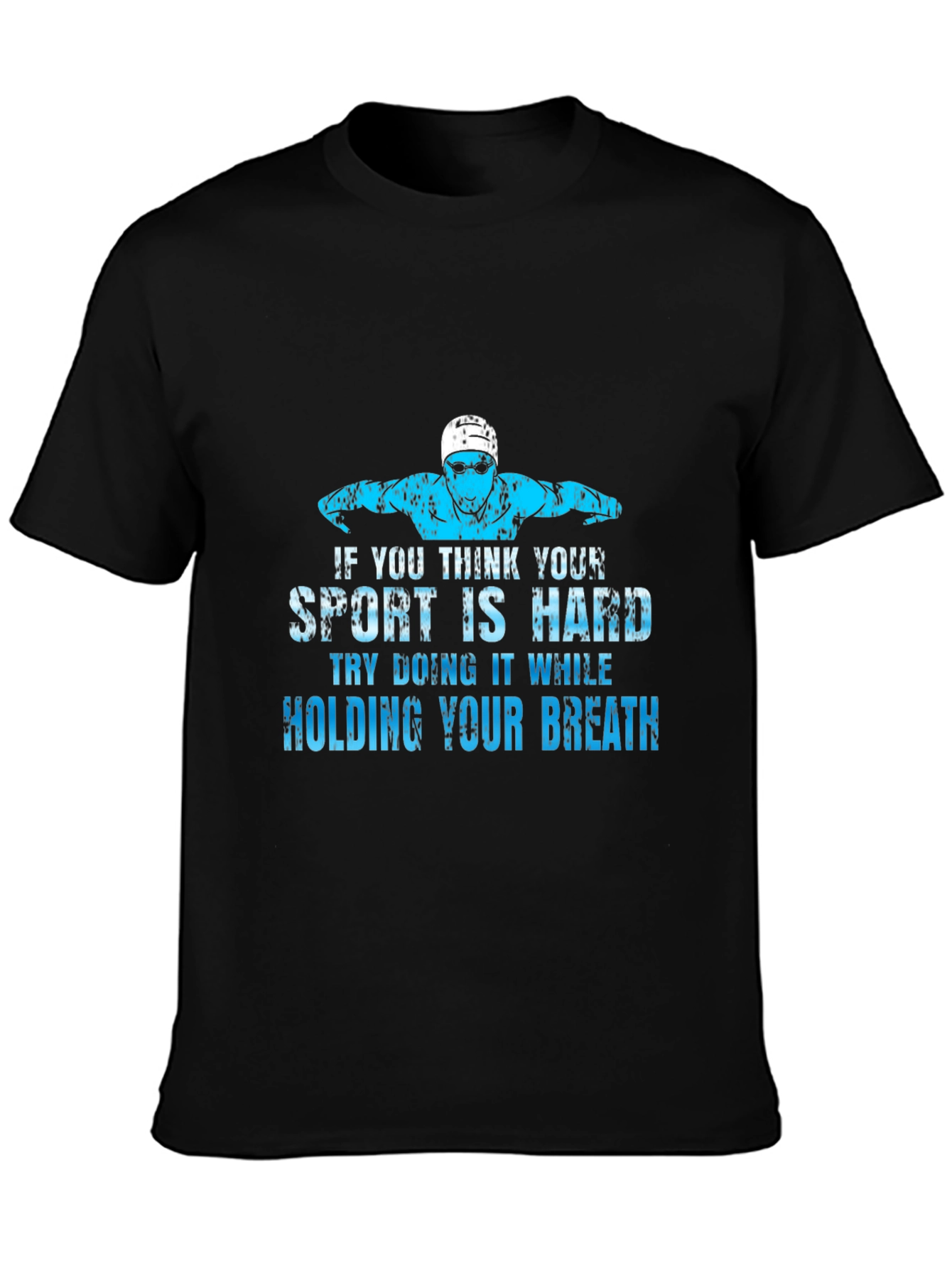 Black Funny Swimming T-Shirt - Holding Your Breath Sport view 3