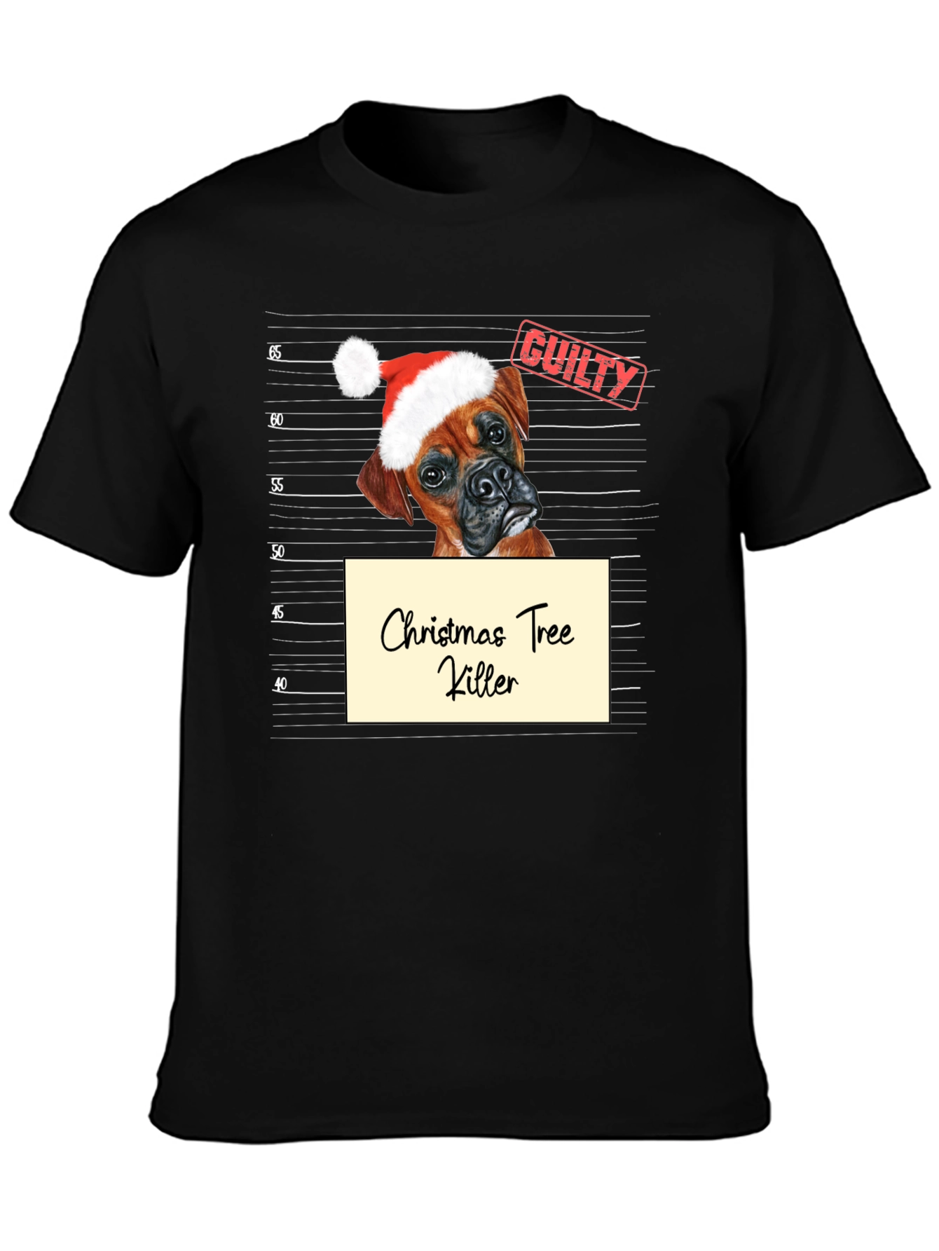 Black Christmas Tree Killer Dog T-Shirt view 3