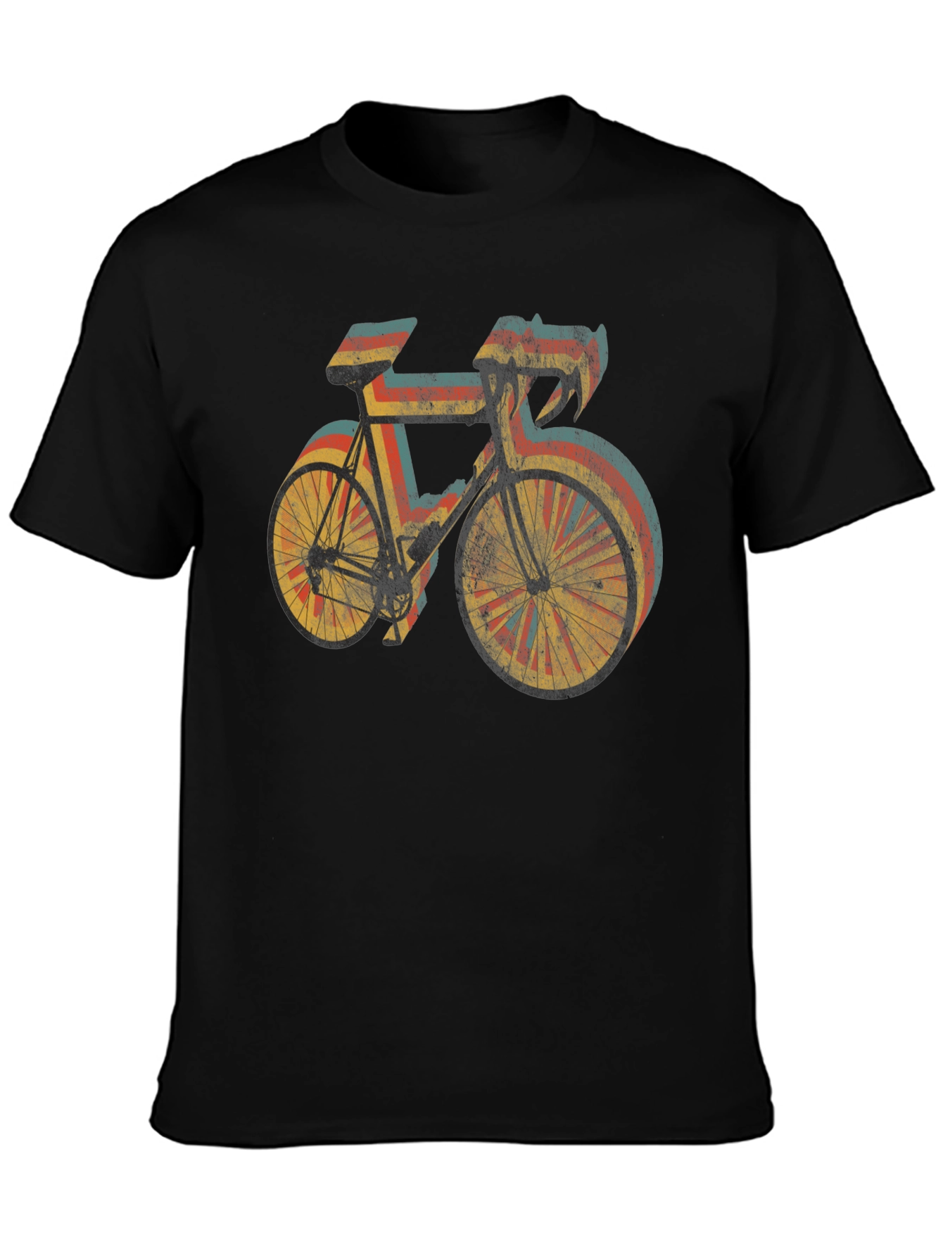 Black Retro Style Cycling T-Shirt - Black view 3