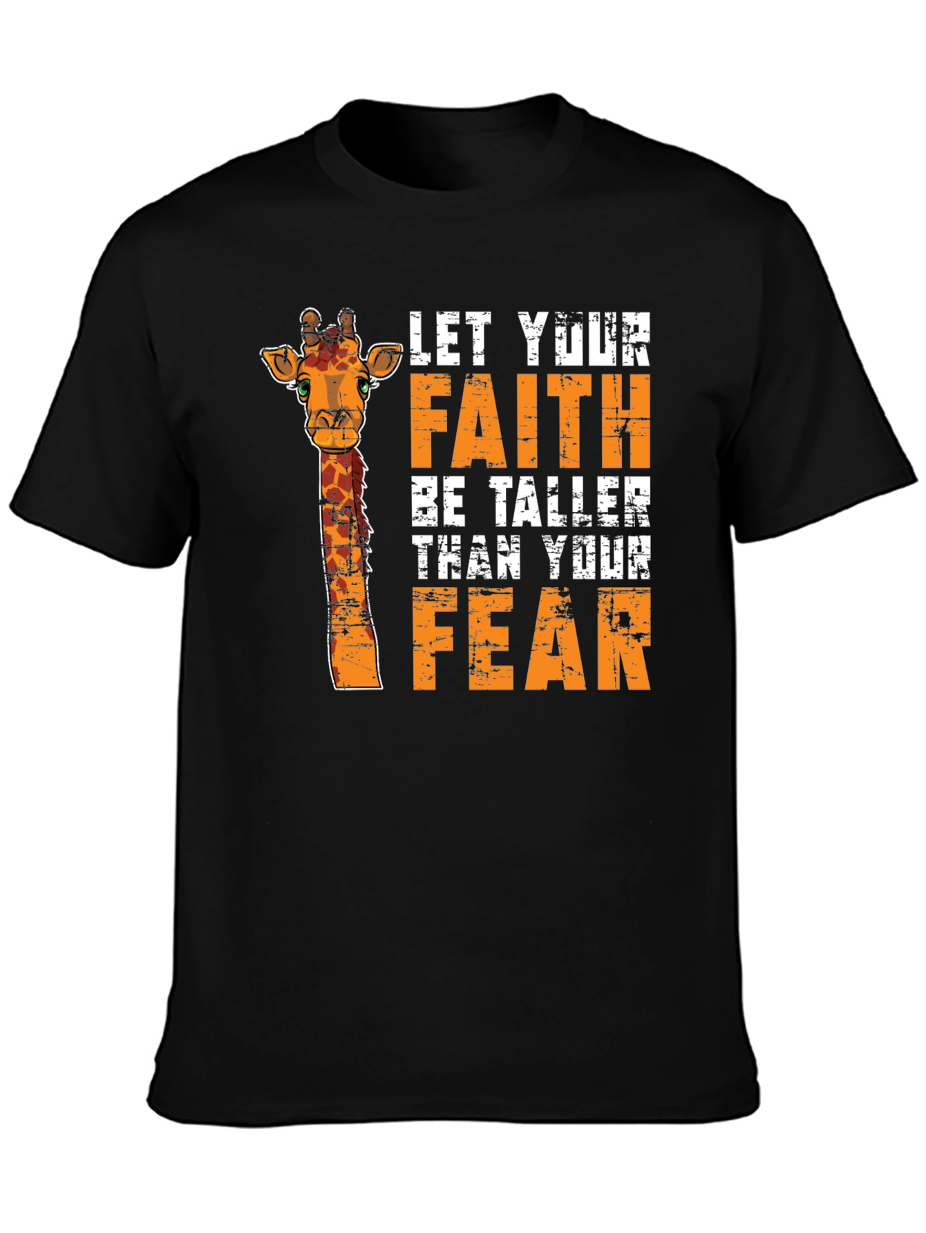 Black Faith Over Fear Giraffe Graphic Tee - Unisex Black T-Shirt view 3