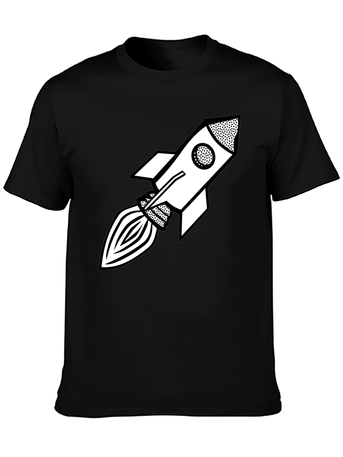 Black Retro Rocket Graphic Tee - Black view 3