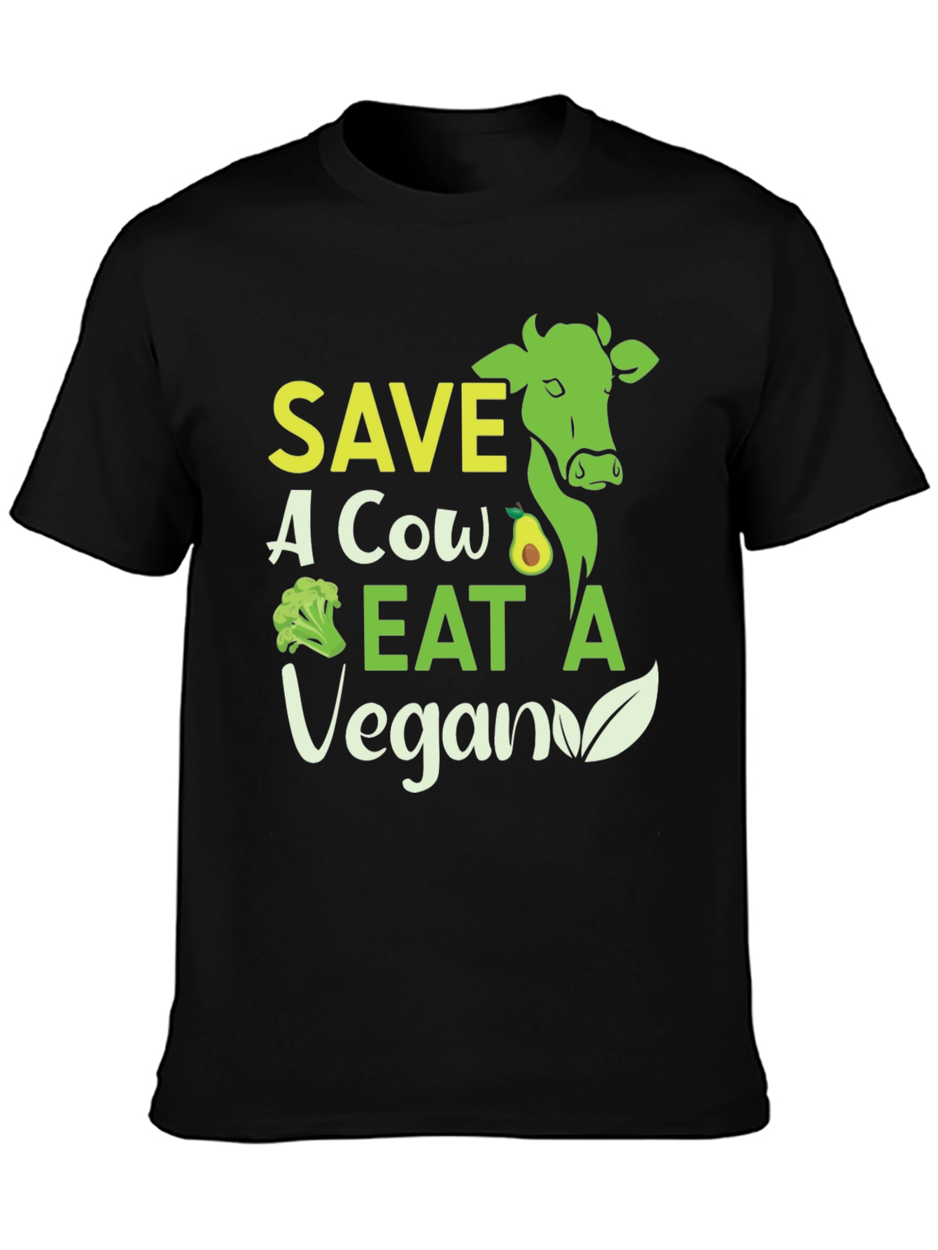 Black Save A Cow Eat A Vegan Graphic T-Shirt view 3