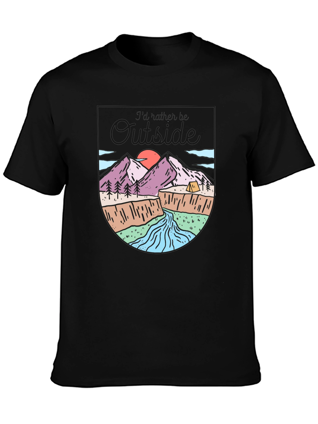 Black Outdoor Adventure Graphic T-Shirt view 3