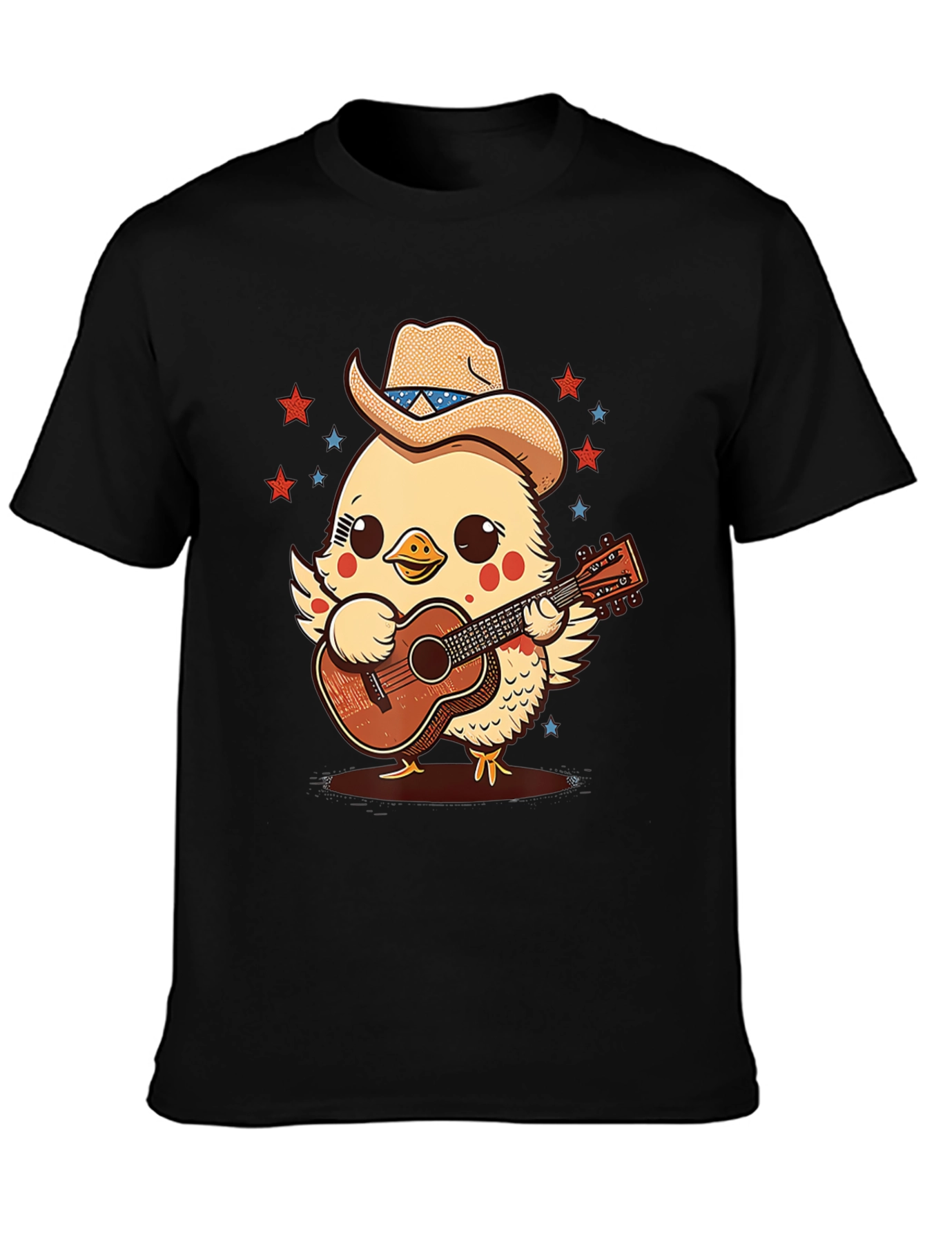 Black Cute Cowboy Chick Guitar T-Shirt view 3