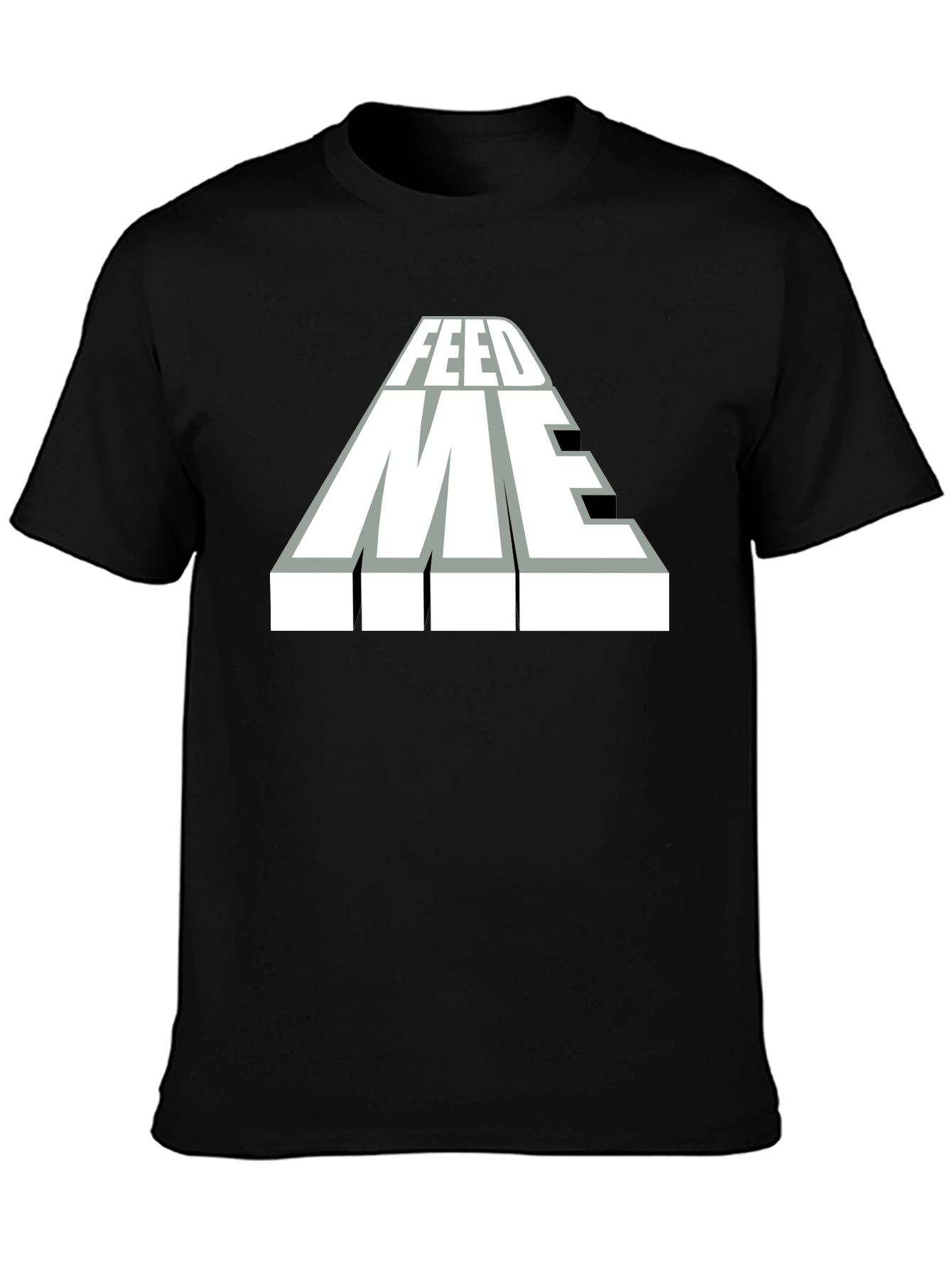 Black Feed Me Graphic T-Shirt - Black Cotton Blend Tee view 3