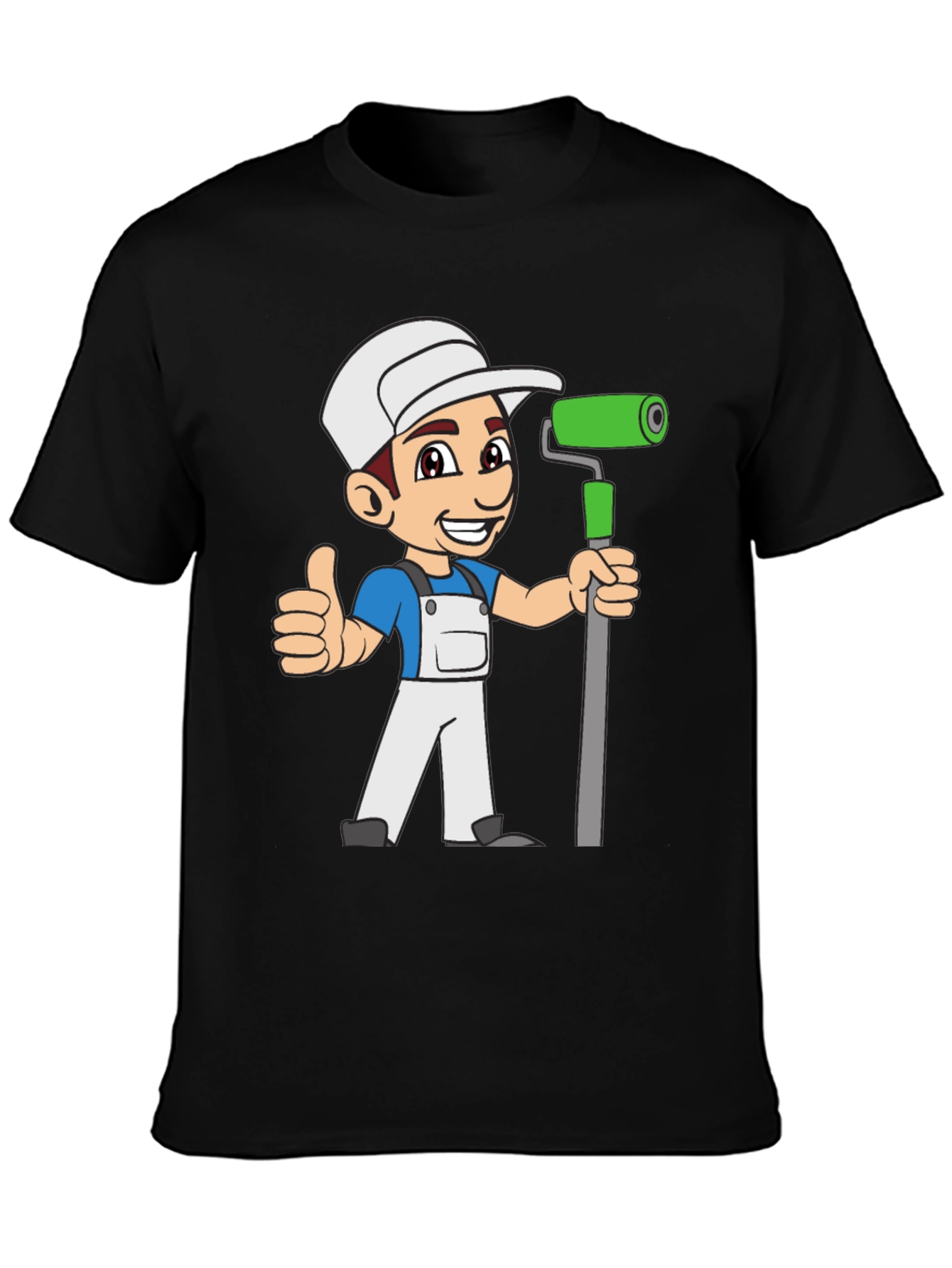Black Painter Cartoon Graphic T-Shirt view 3
