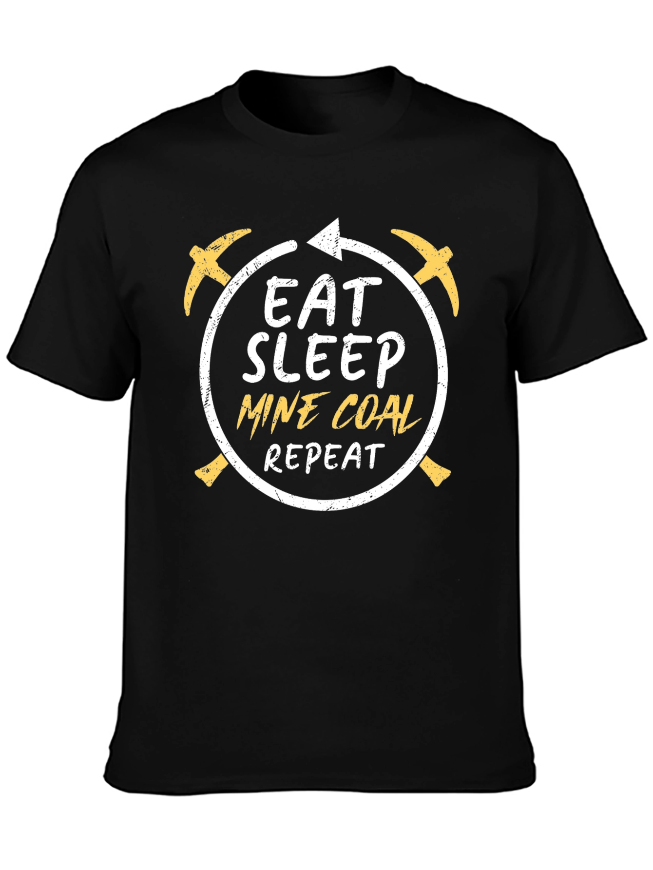 Black Eat Sleep Mine Coal Repeat Black T-Shirt view 3