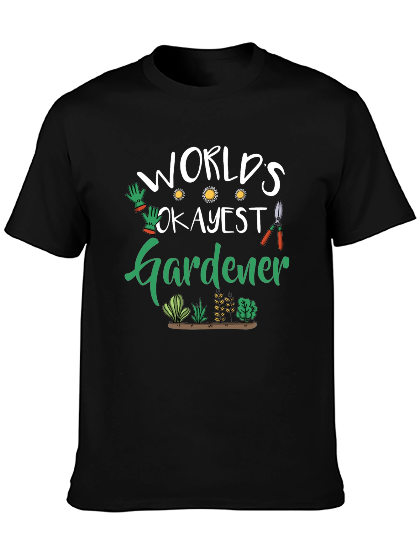 Black World's Okayest Gardener T-Shirt - Black Cotton view 3