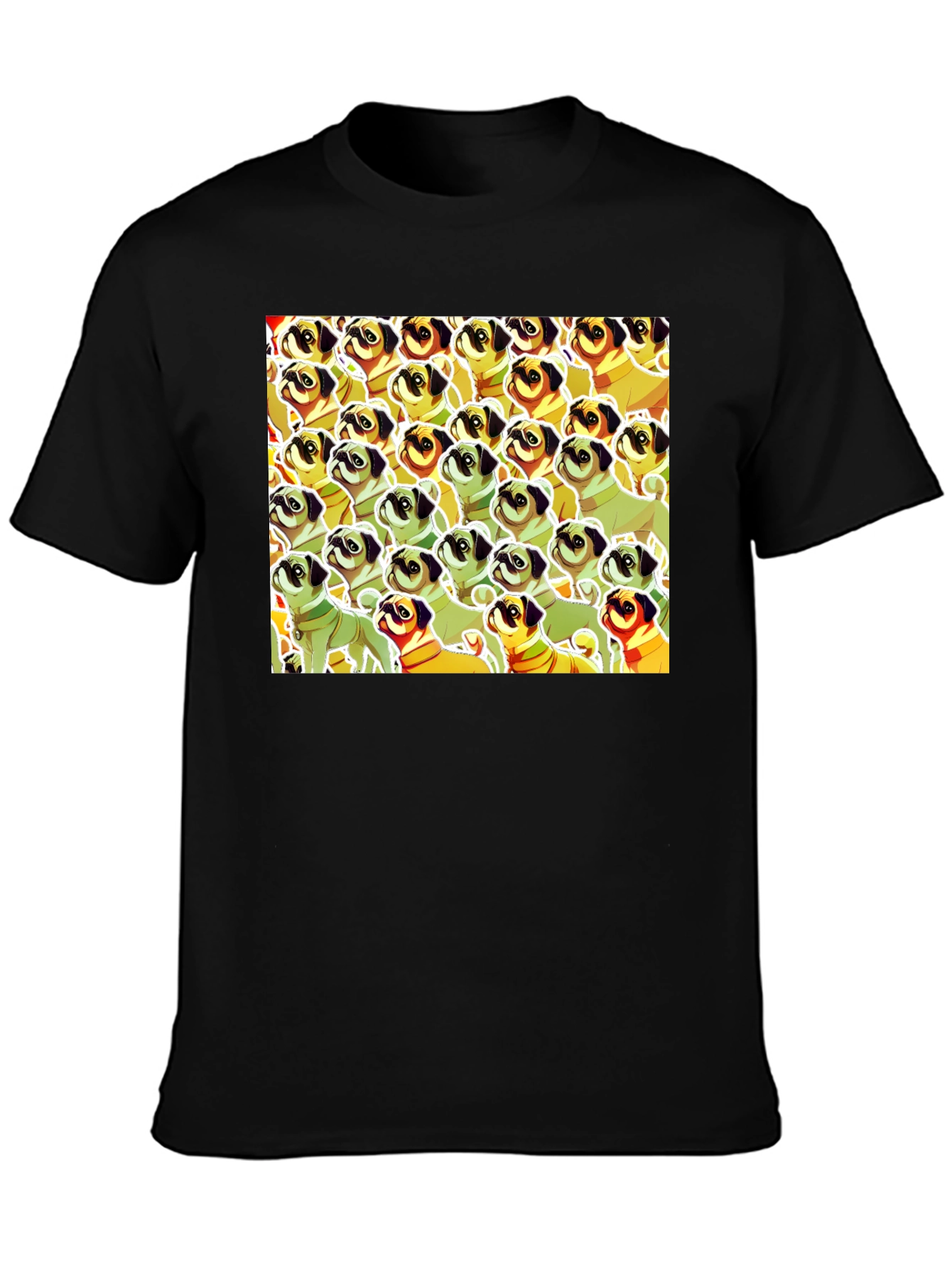 Black Pug Pattern Graphic T-Shirt - Unique Dog Lover Tee view 3