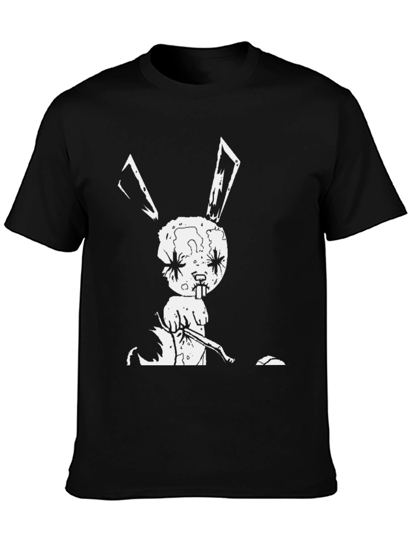 Black Creepy Bunny Graphic Tee - Black view 3