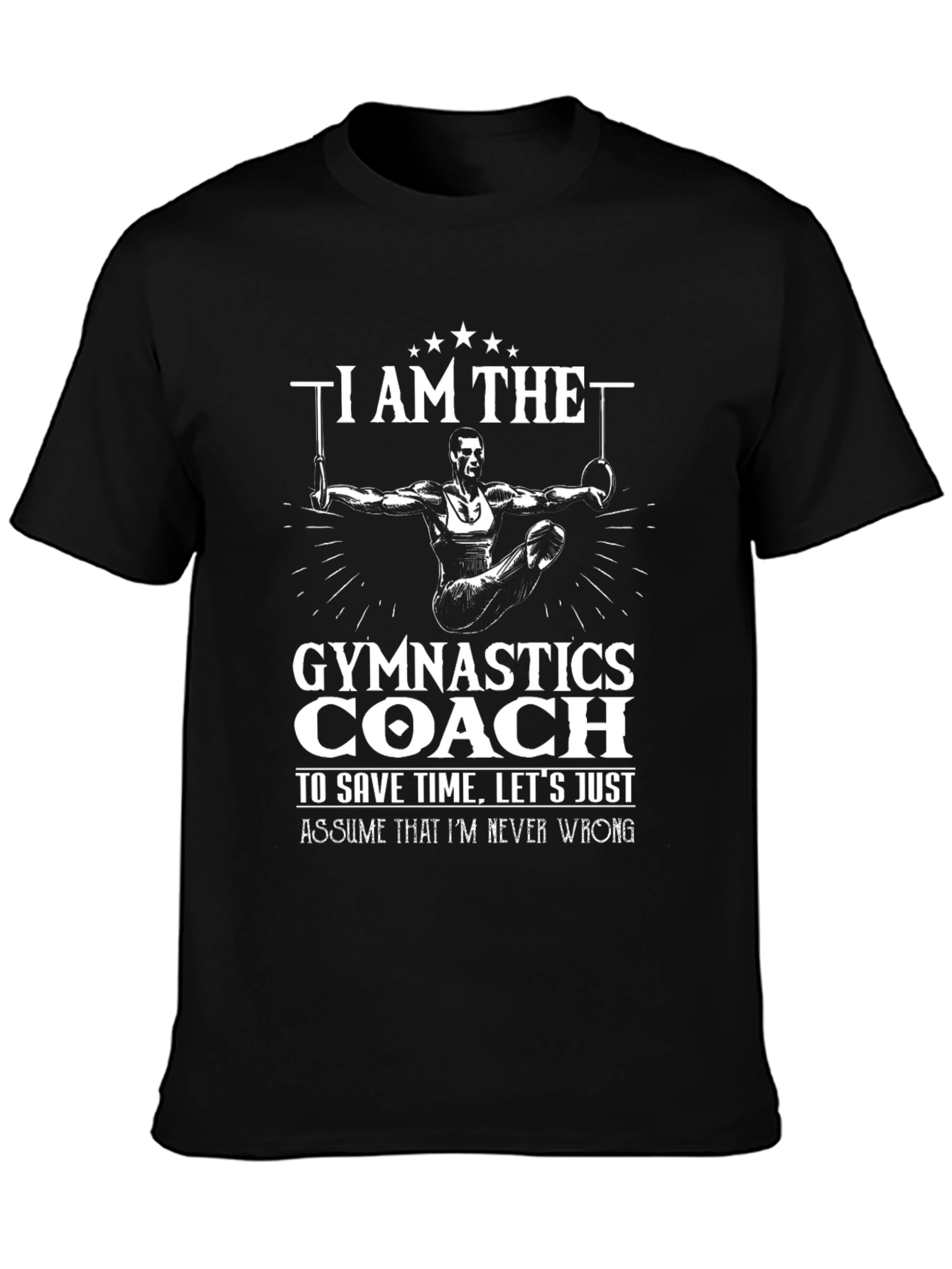 Black Gymnastics Coach T-Shirt view 3