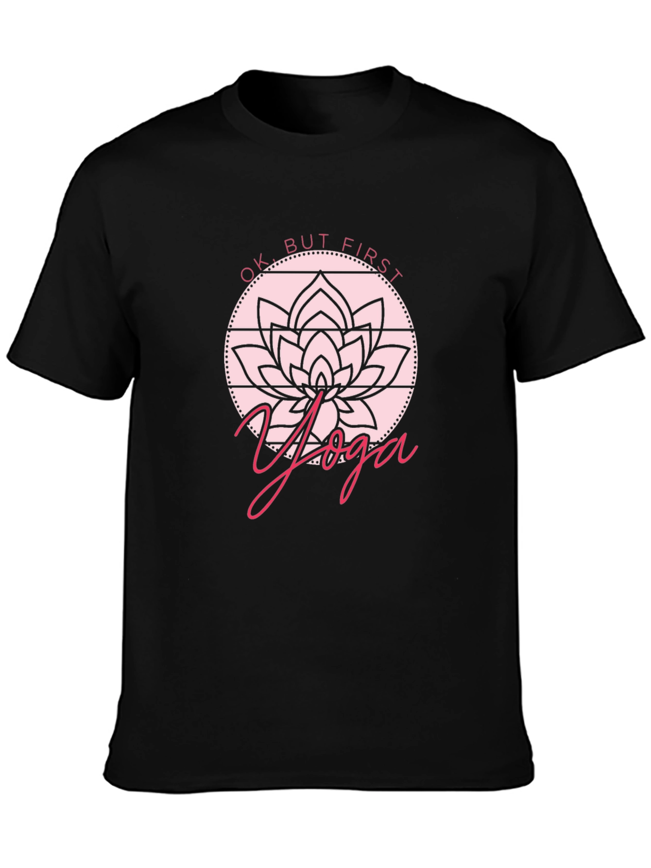Black Yoga Lotus Graphic Tee - Men's Black T-Shirt view 3