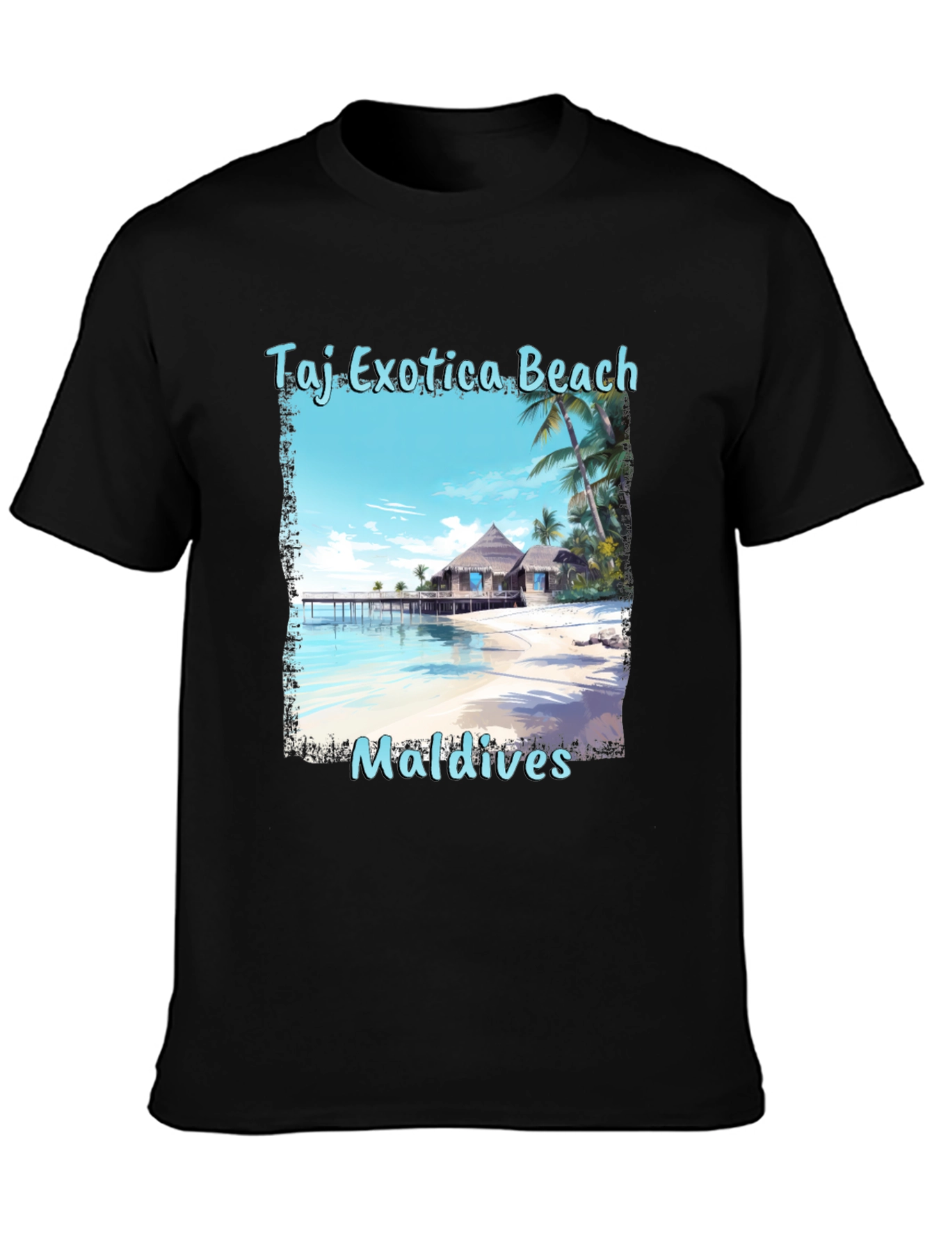 Black Taj Exotica Beach Maldives T-Shirt view 3