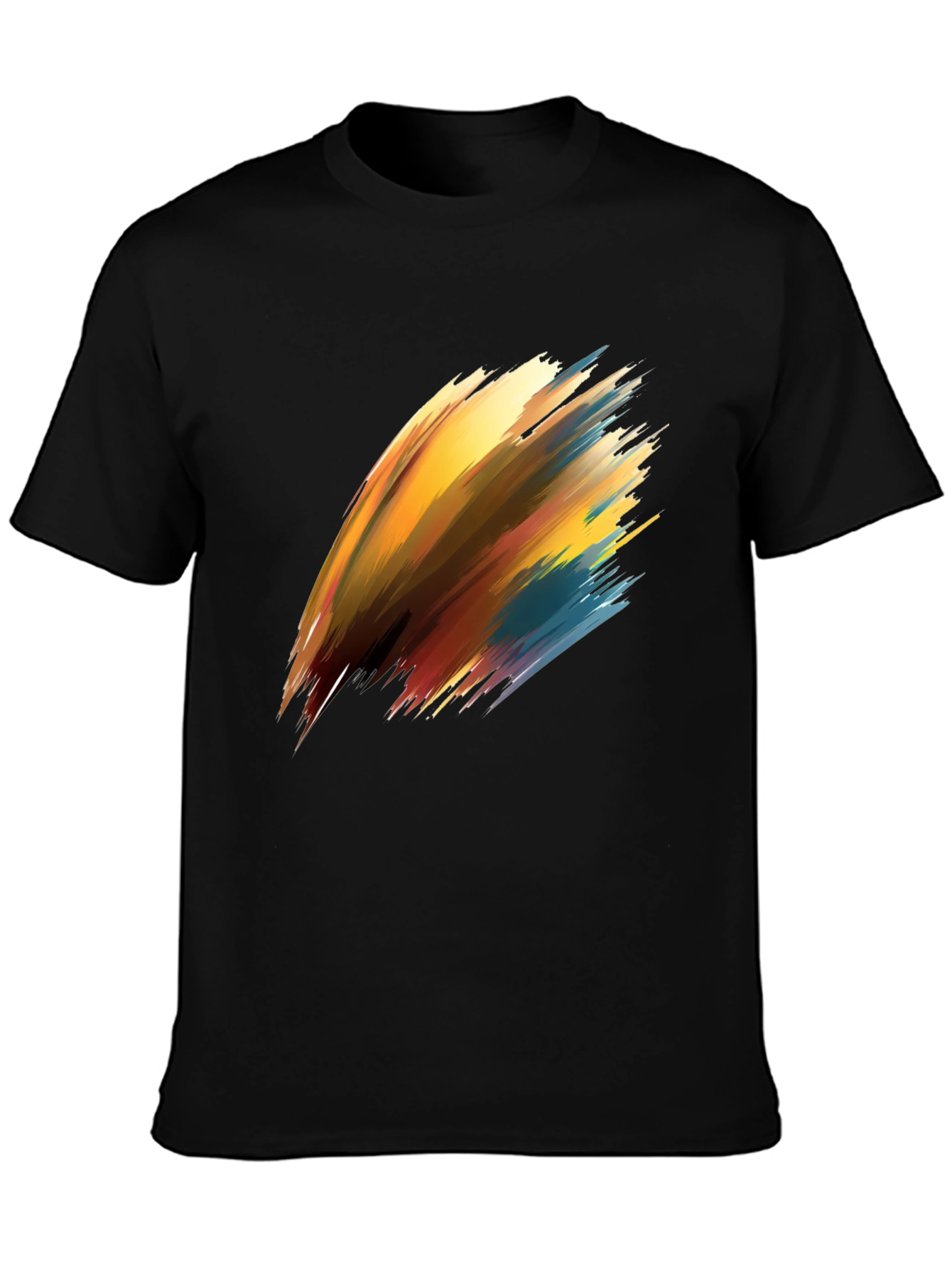 Abstract Brush Stroke Graphic Black T-Shirt - 3