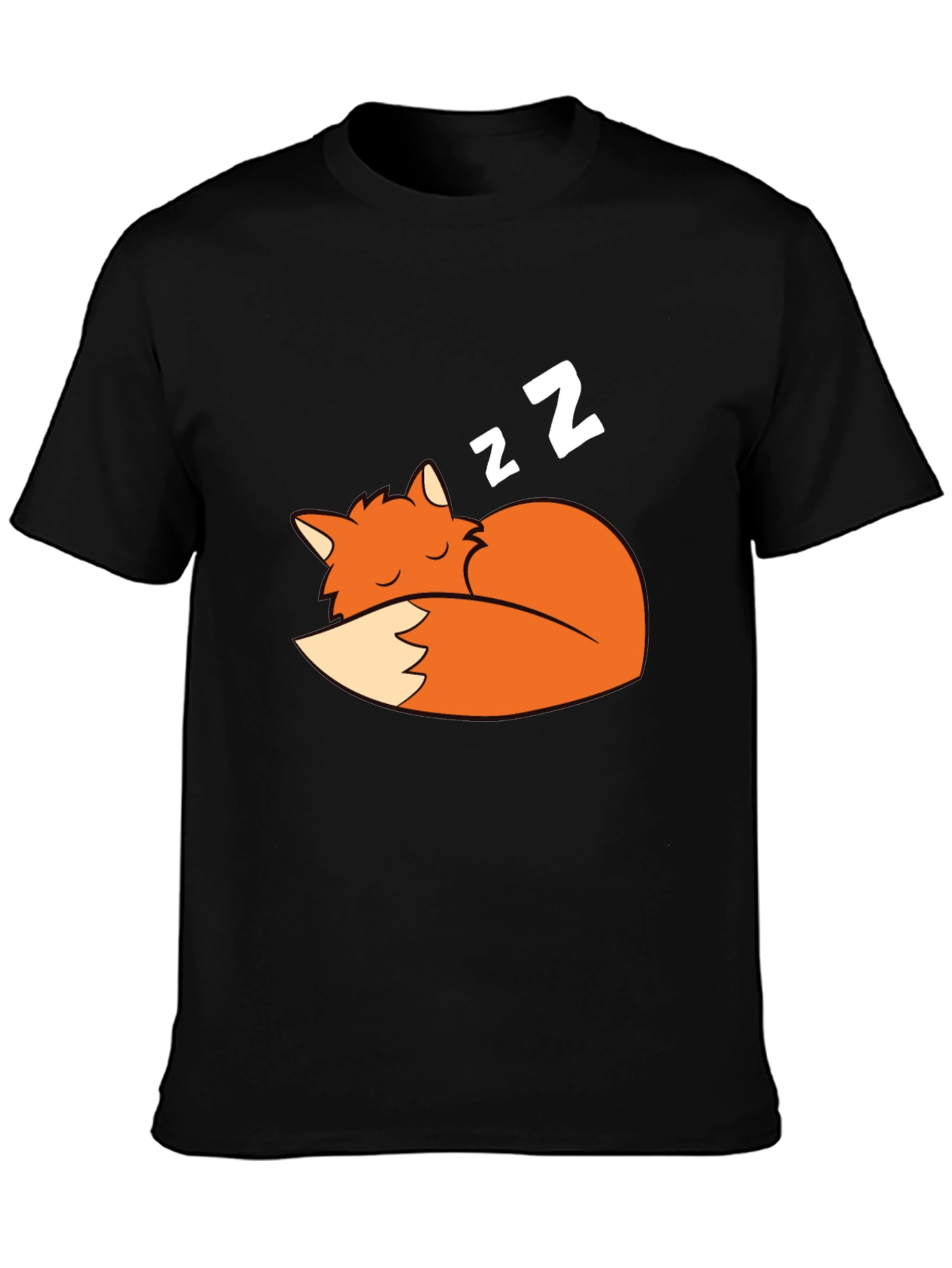 Black Sleeping Fox Graphic Tee - Soft Cotton Comfort view 3