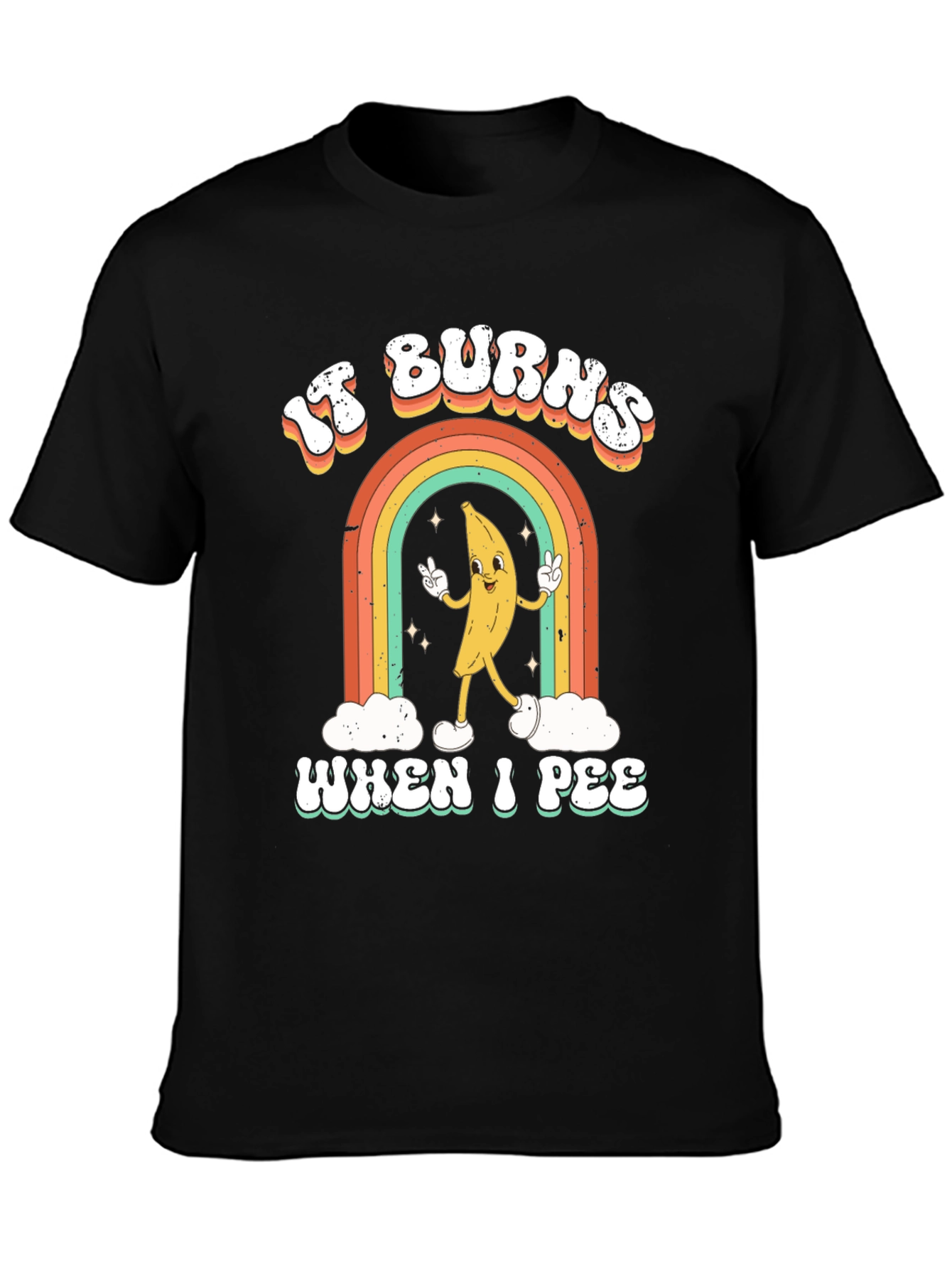 Black Funny "It Burns When I Pee" Graphic T-Shirt view 3