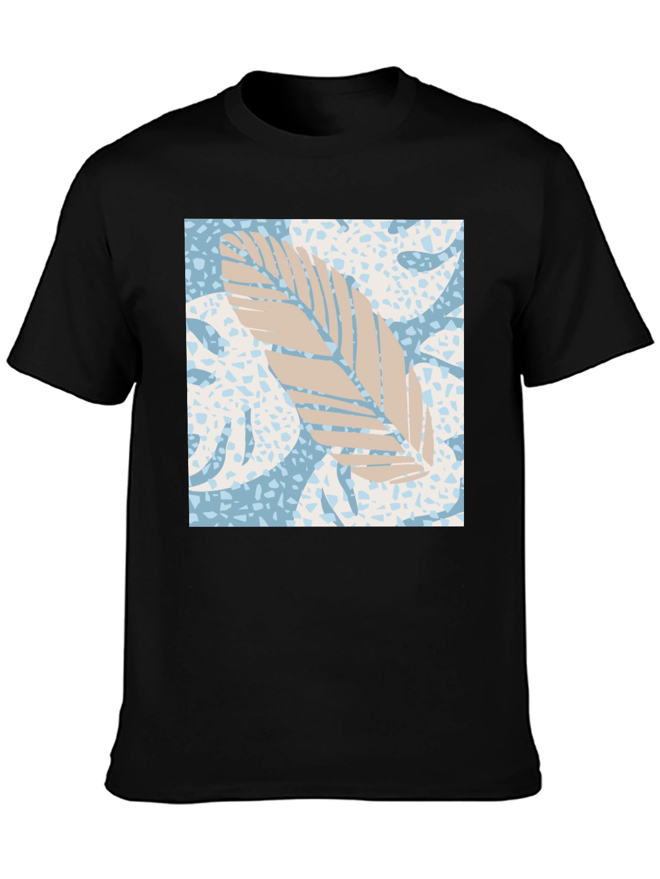 Tropical Leaf Print Black Tee - 3