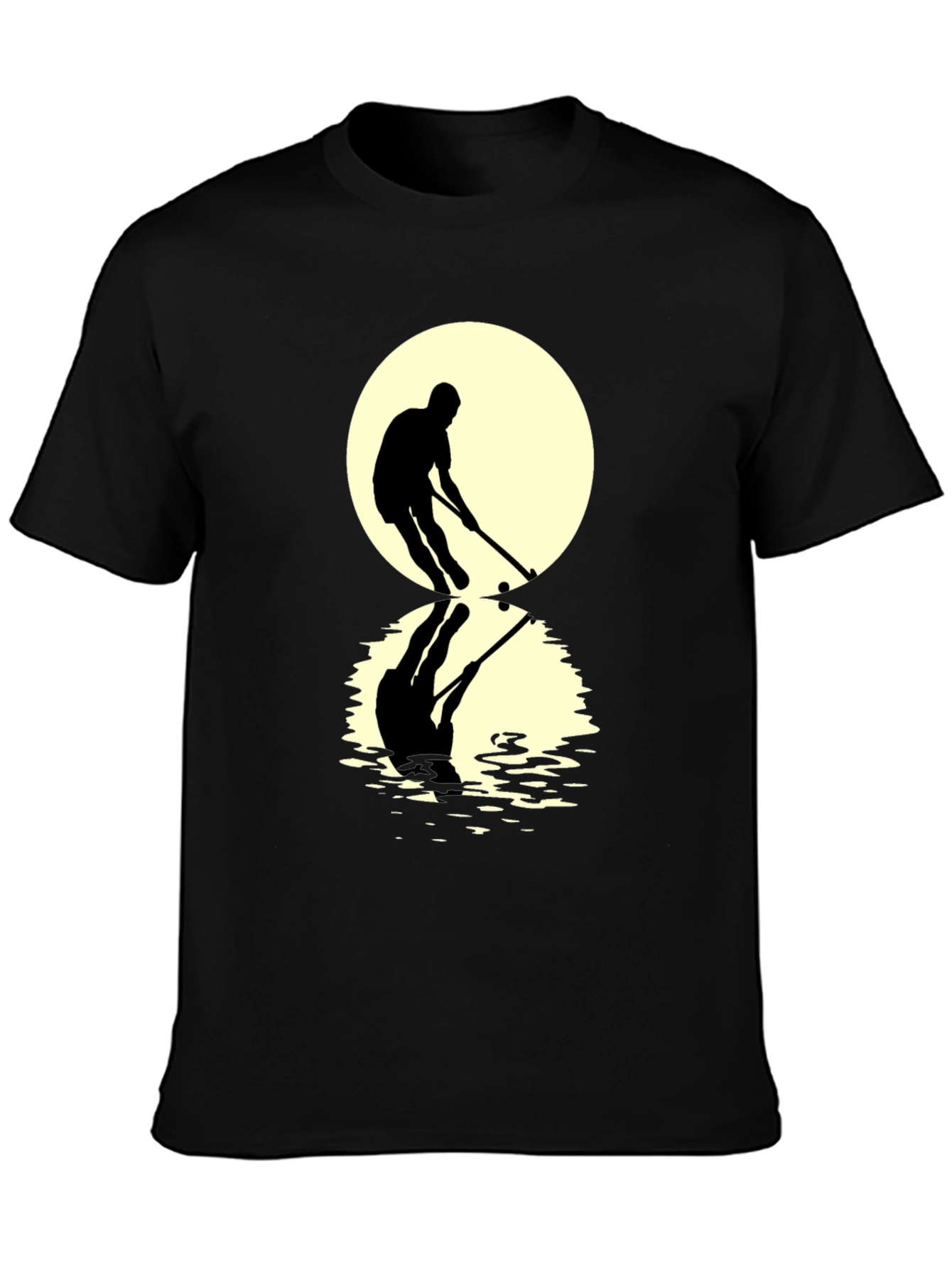 Black Hockey Player Reflection Graphic Tee - Black view 3