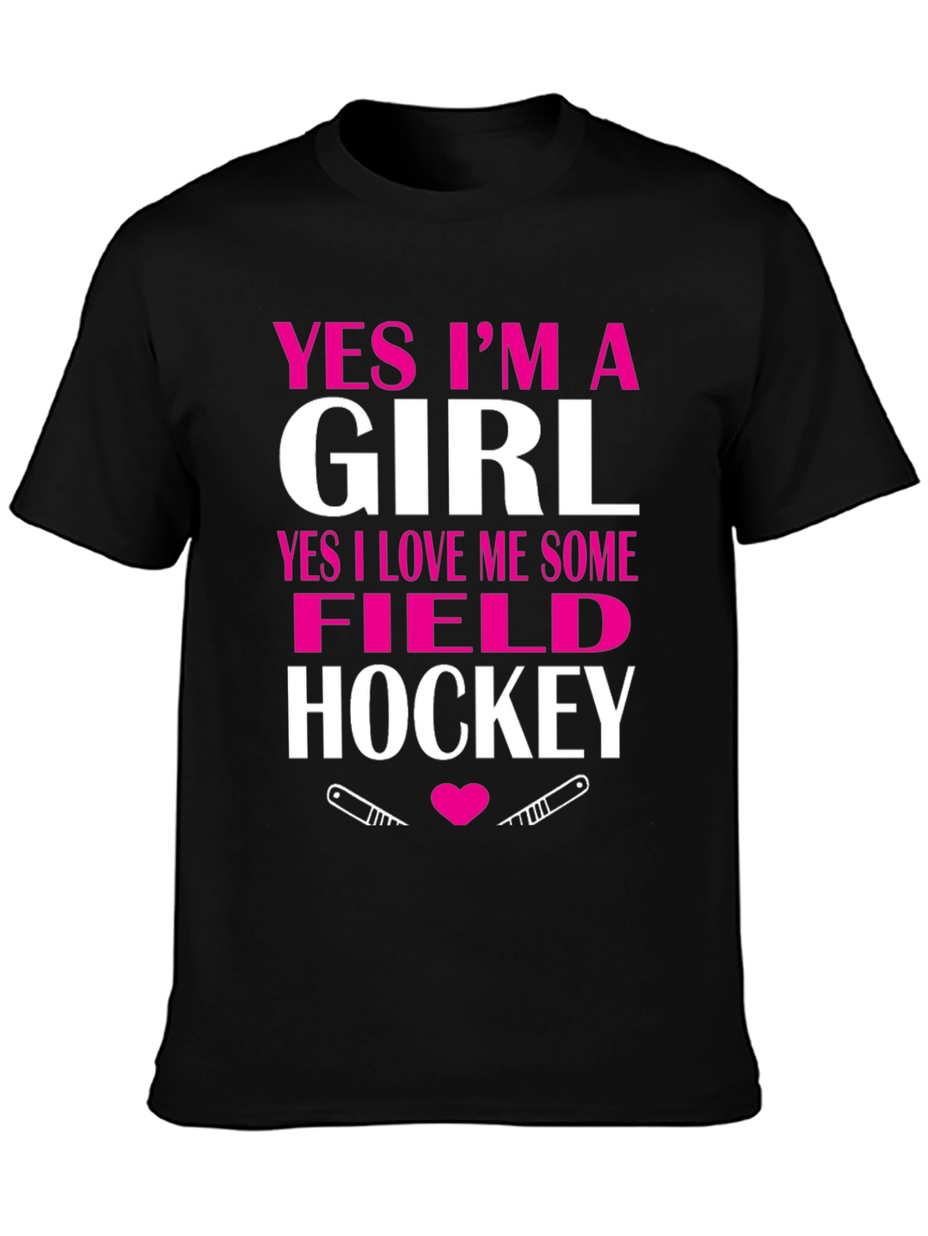 Black Yes I'm A Girl Field Hockey T-Shirt view 3