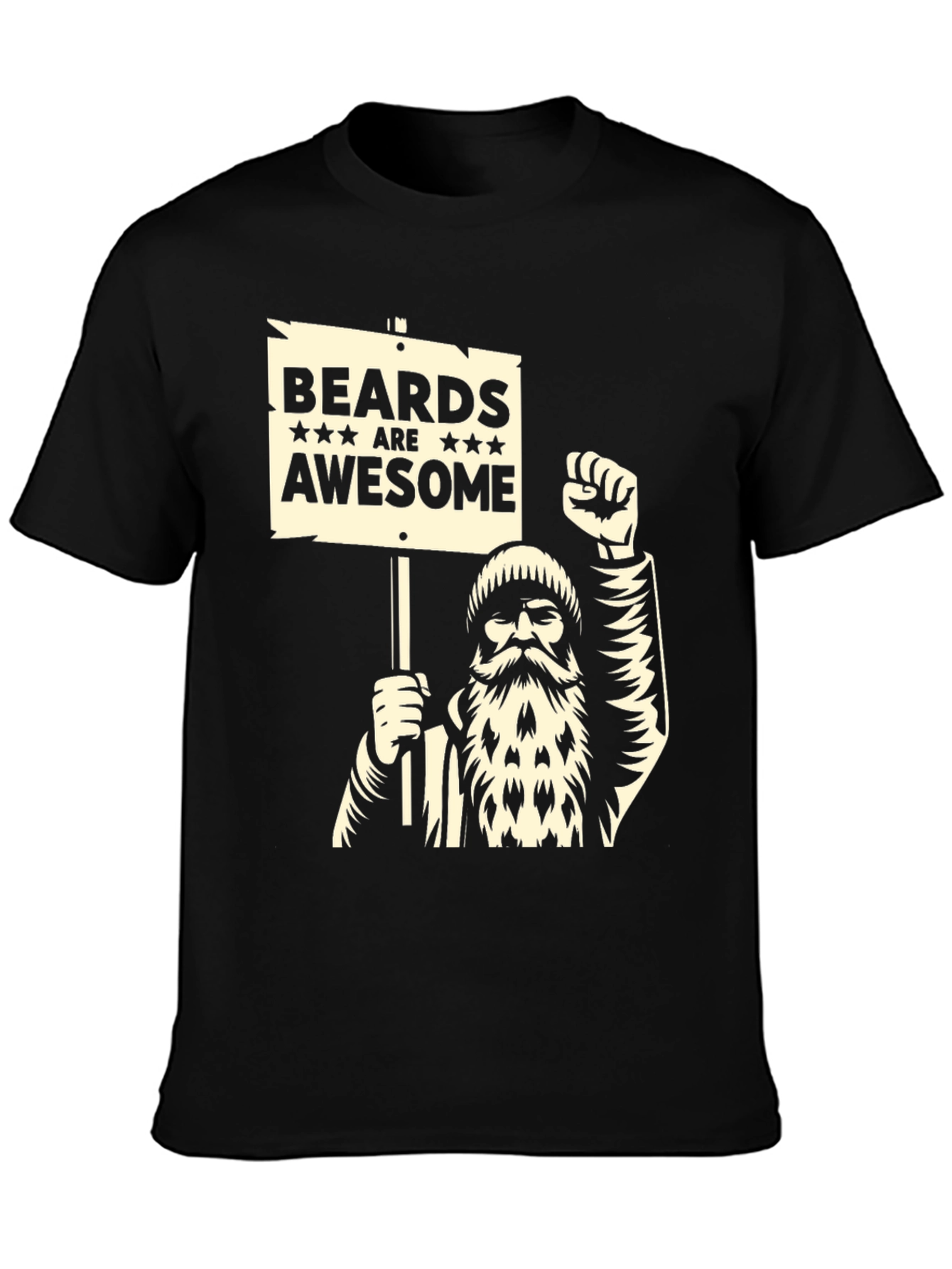 Black Beards Are Awesome T-Shirt - Black Graphic Tee view 3