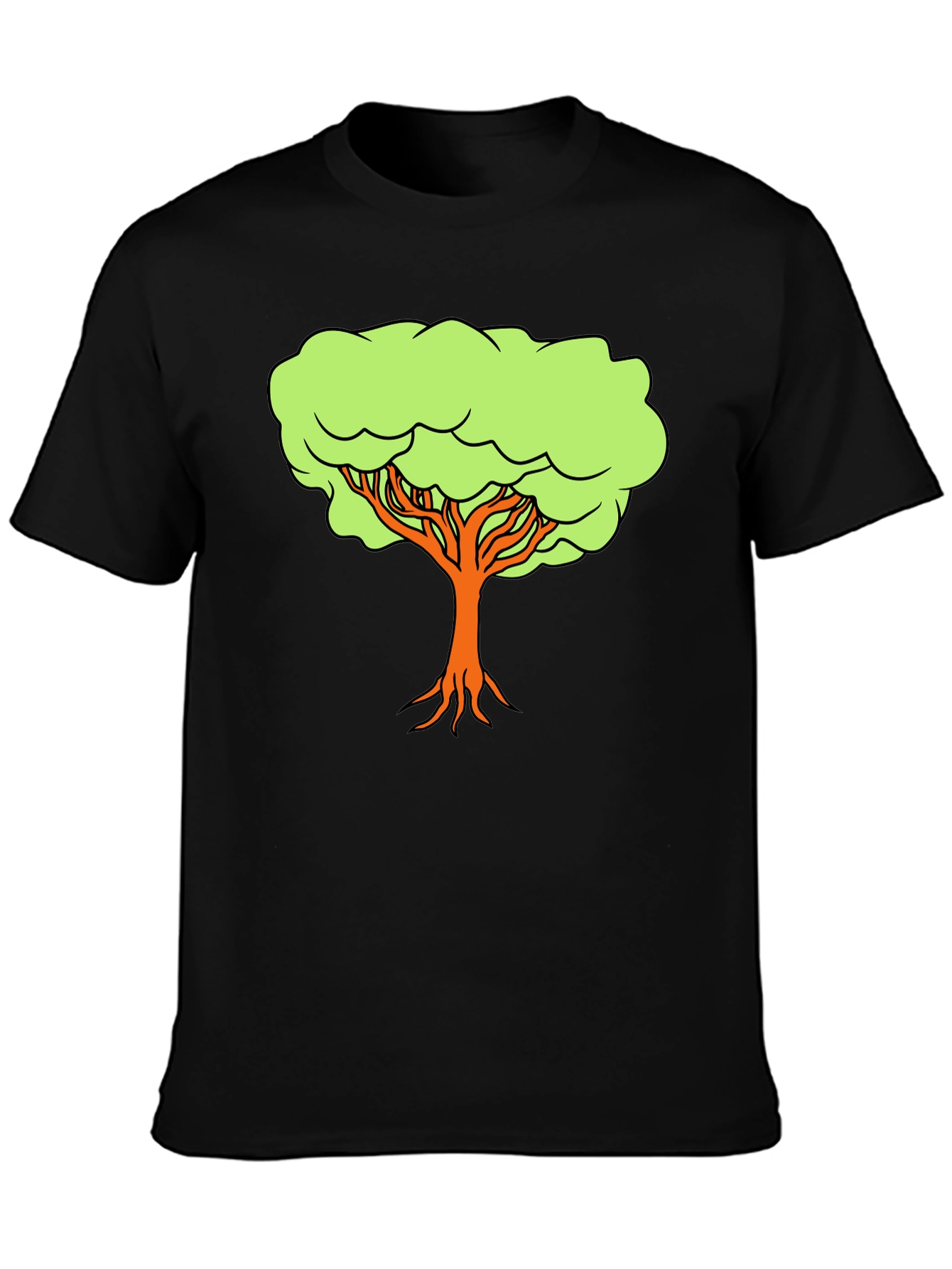 Black Cartoon Tree Graphic Tee - Black Casual Shirt view 3
