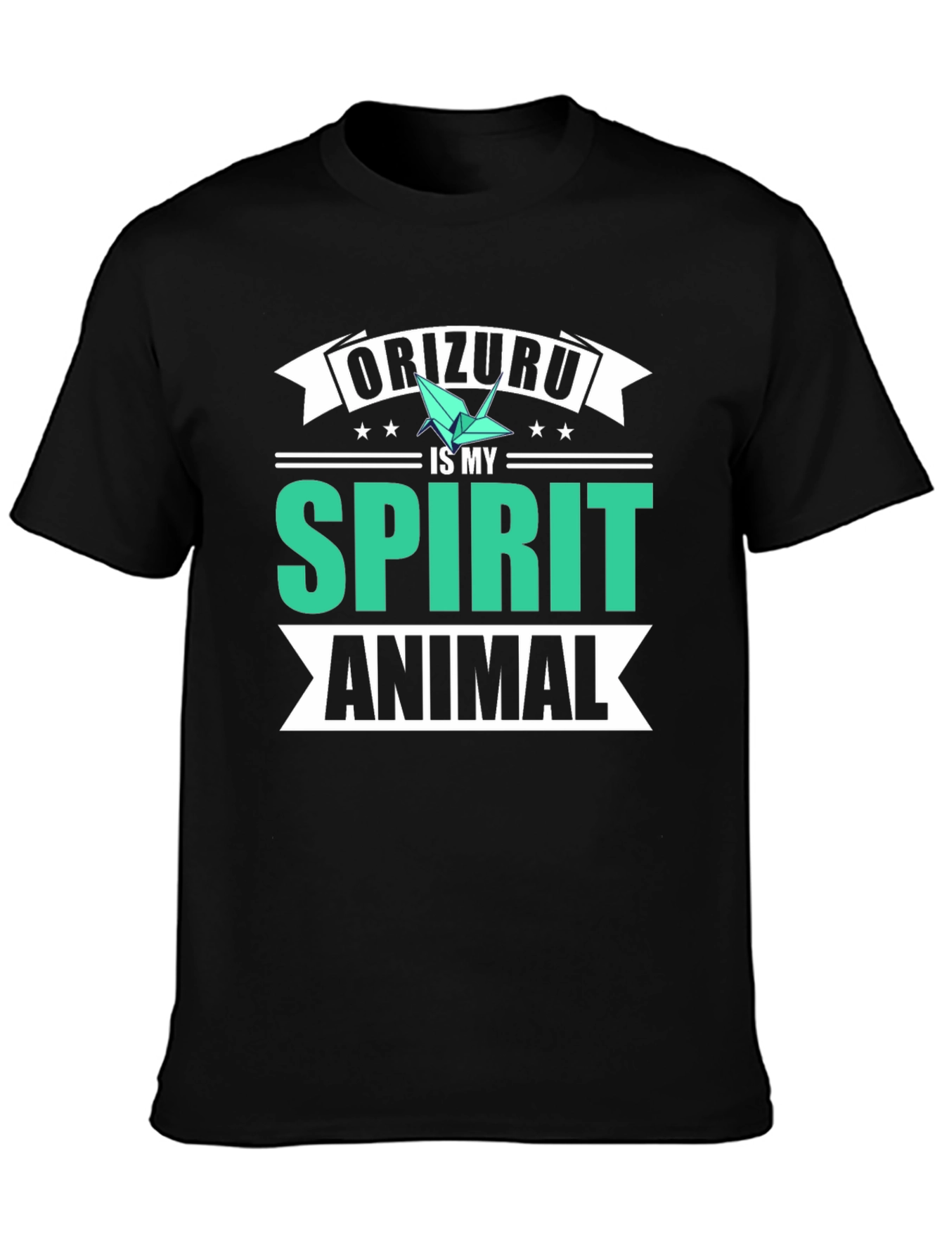 Black Orizuru Spirit Animal Black Graphic T-Shirt view 3