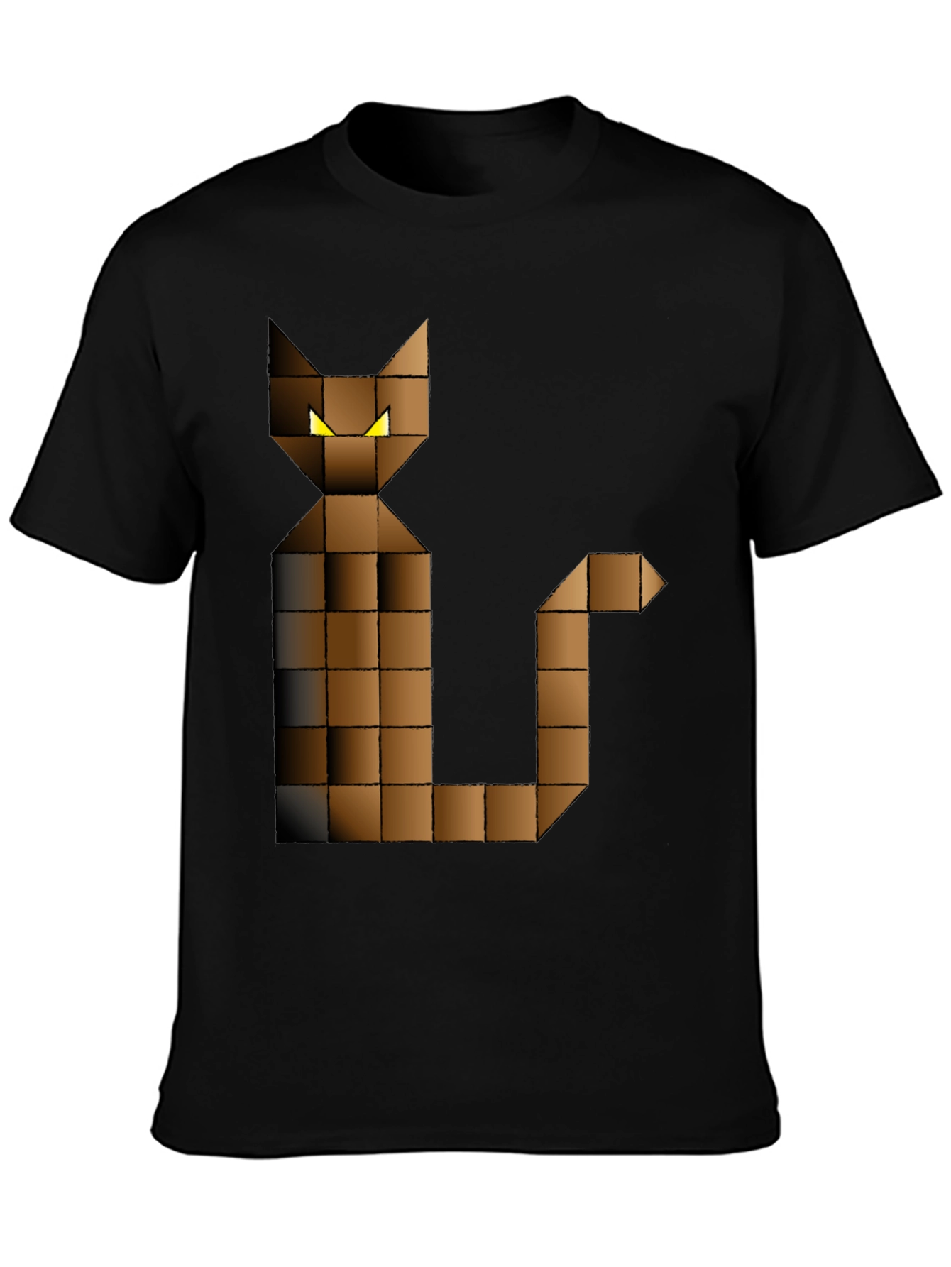 Black Pixel Cat Graphic Tee - Black Cotton Blend view 3