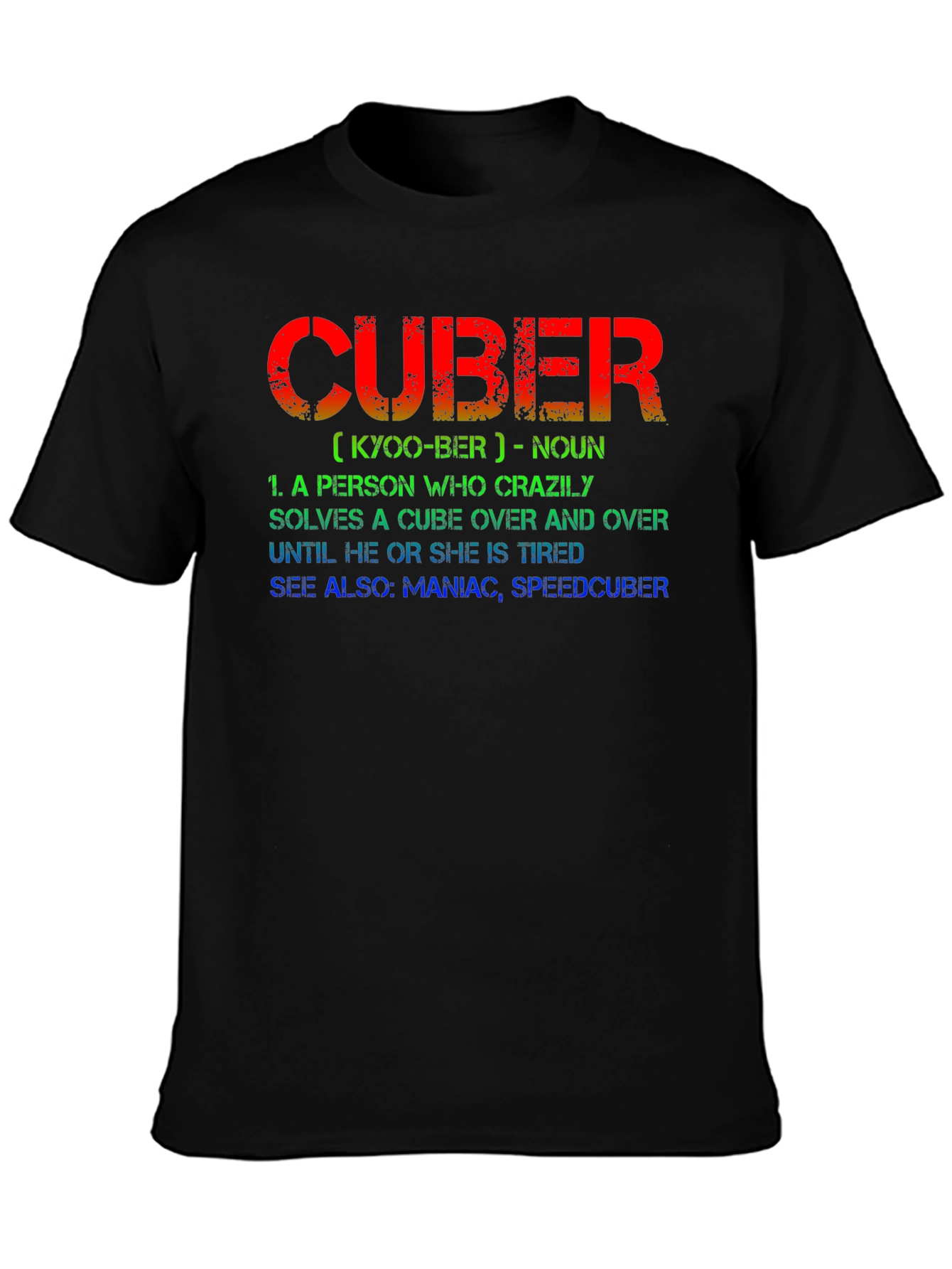 Black CUBER Definition Black T-Shirt - For Puzzle Lovers view 3