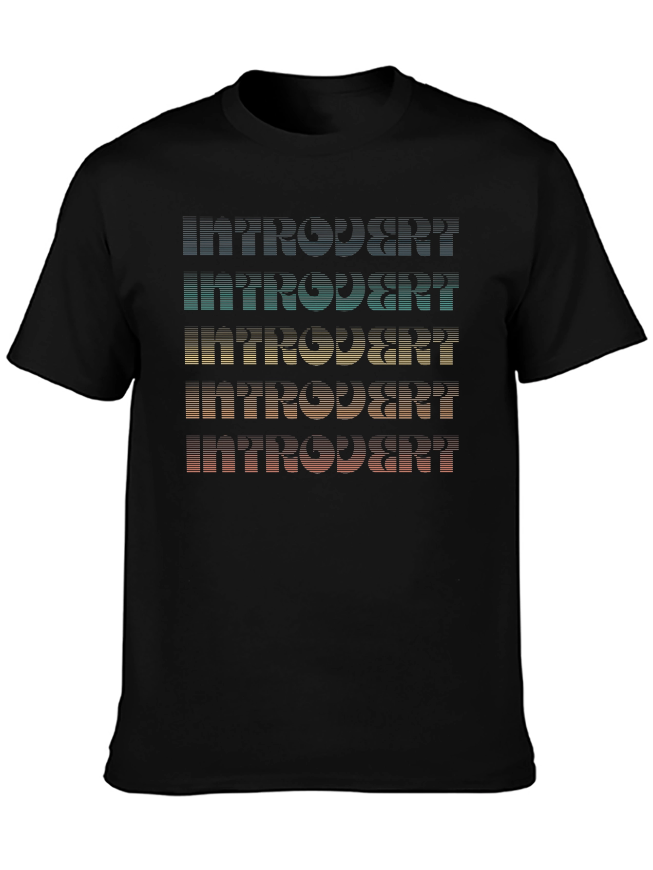 Black Introvert Retro Style T-Shirt view 3