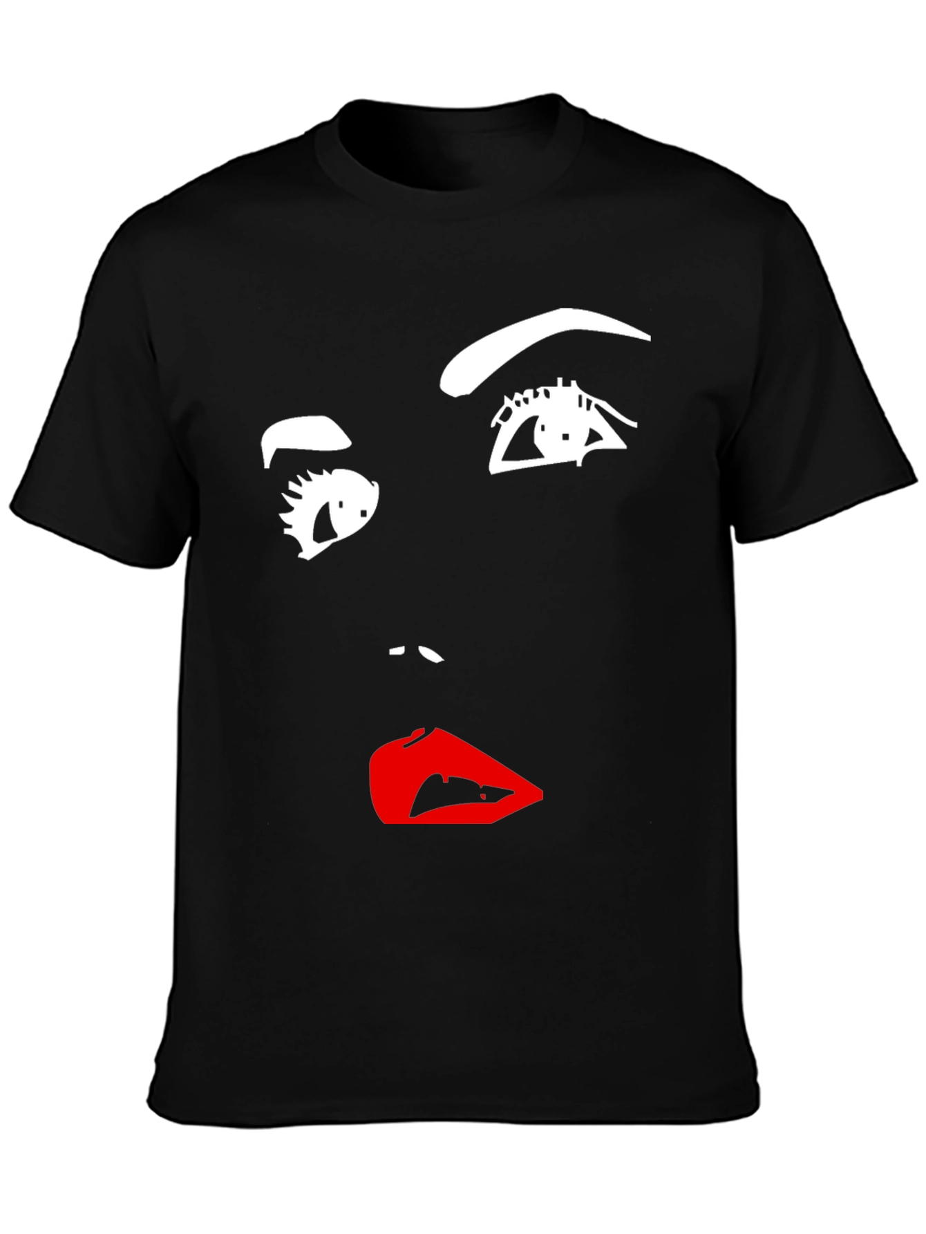 Black Abstract Face Graphic Tee - Modern Art Shirt view 3