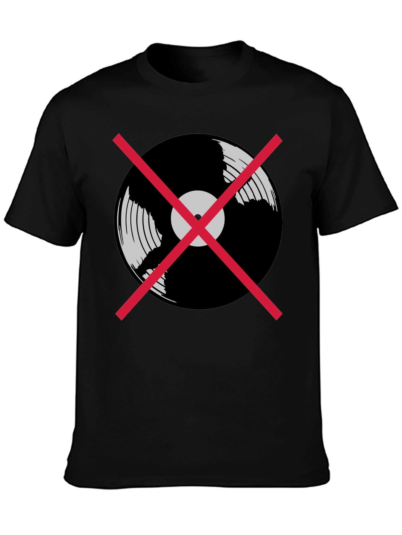 Black No Vinyl T-Shirt - Music Lover Tee view 3