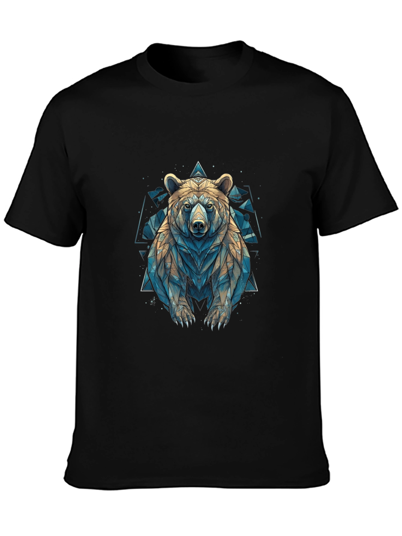 Black Geometric Bear Graphic T-Shirt - Modern Animal Design view 3