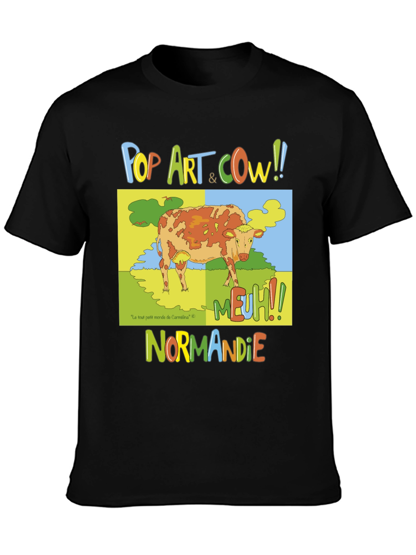 Black Pop Art Cow Graphic T-Shirt - Normandy Edition view 3