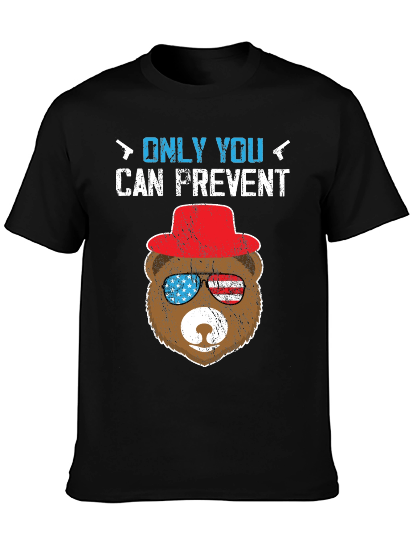 Black Patriotic Bear T-Shirt: Only YOU Prevent view 3