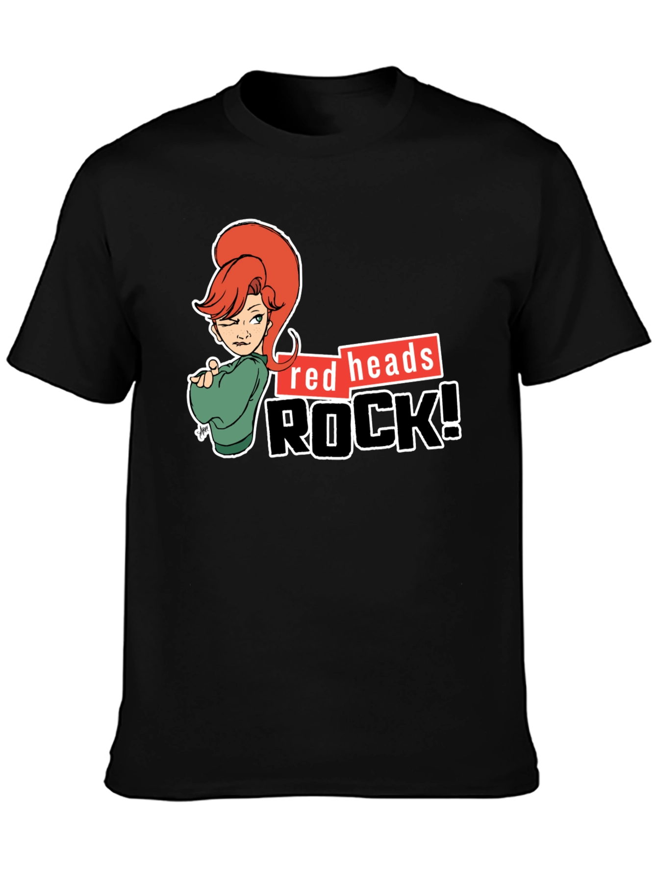 Black Redheads Rock! Graphic T-Shirt view 3
