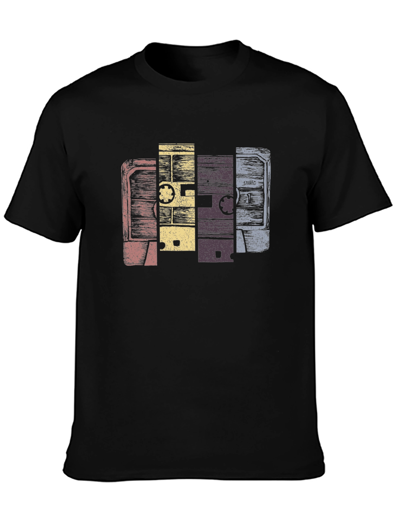 Black Vintage Cassette Tape Graphic T-Shirt view 3