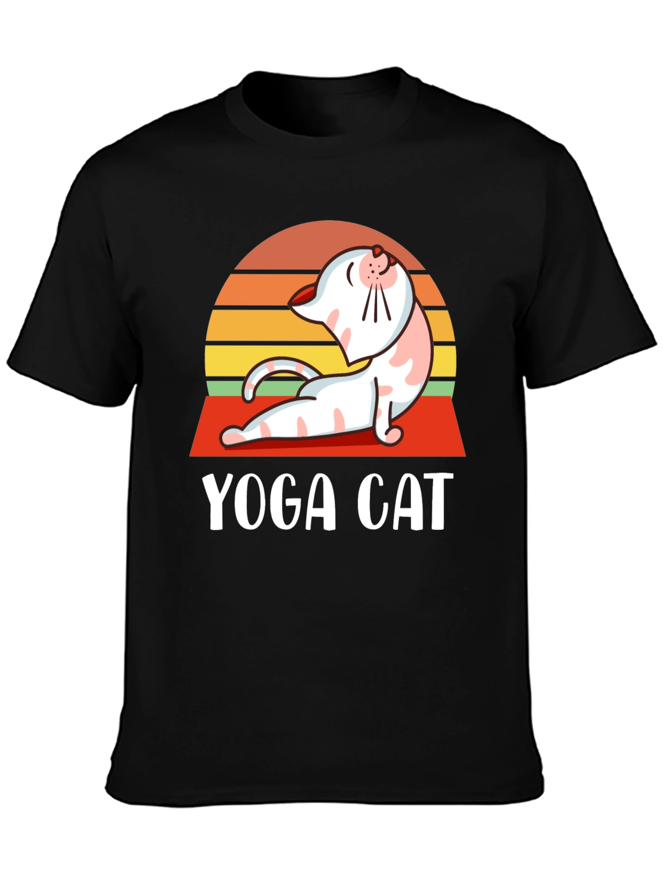 Black Yoga Cat T-Shirt - Funny Workout Tee view 3