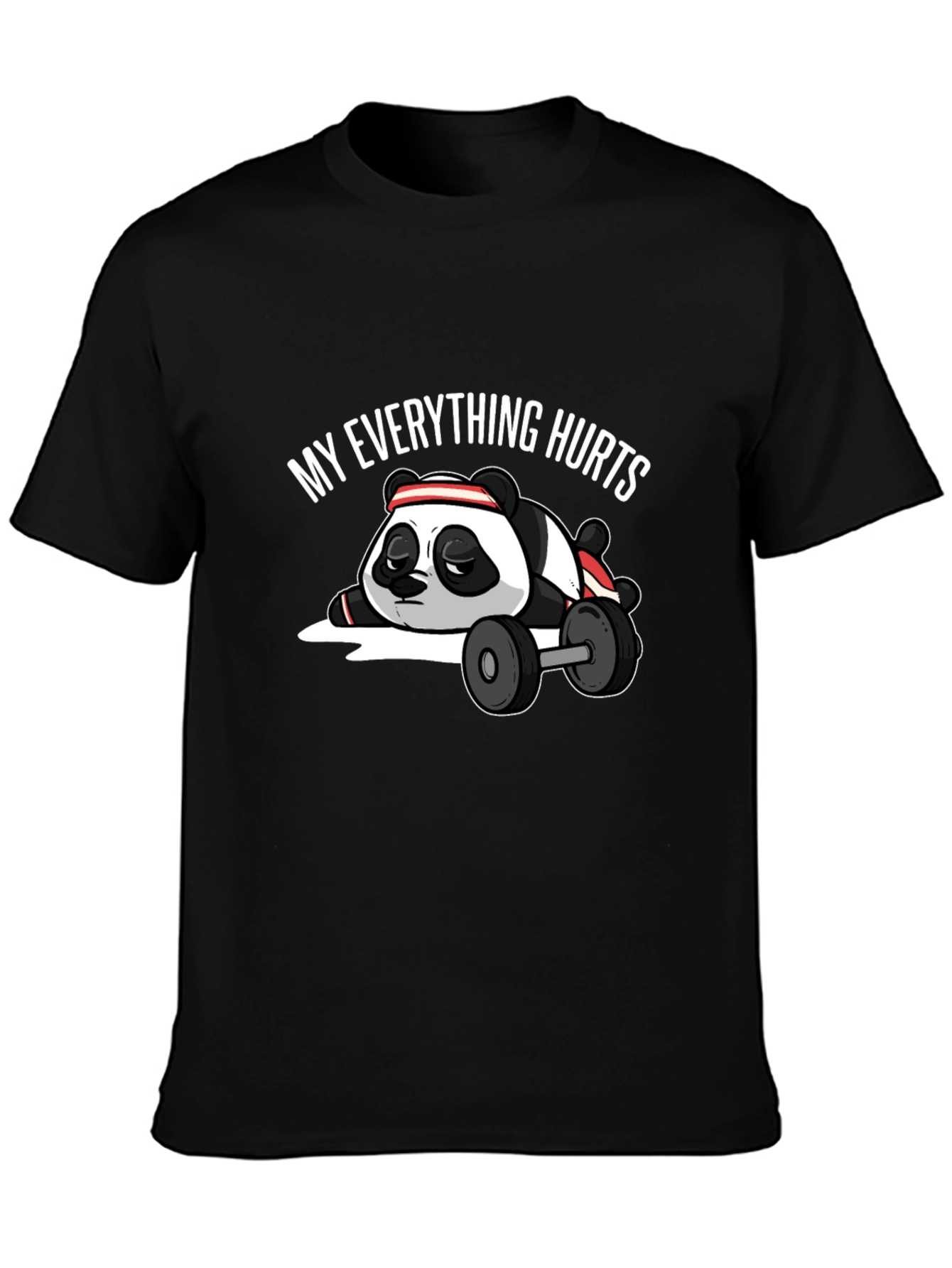 Black My Everything Hurts Panda T-Shirt - Workout Humor Tee view 3
