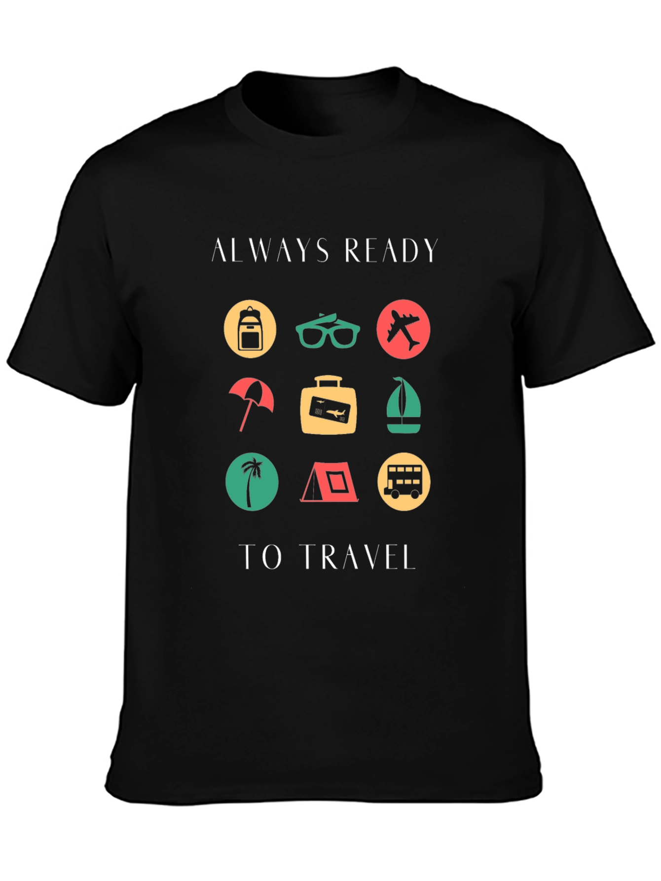 Black Always Ready to Travel Graphic T-Shirt view 3