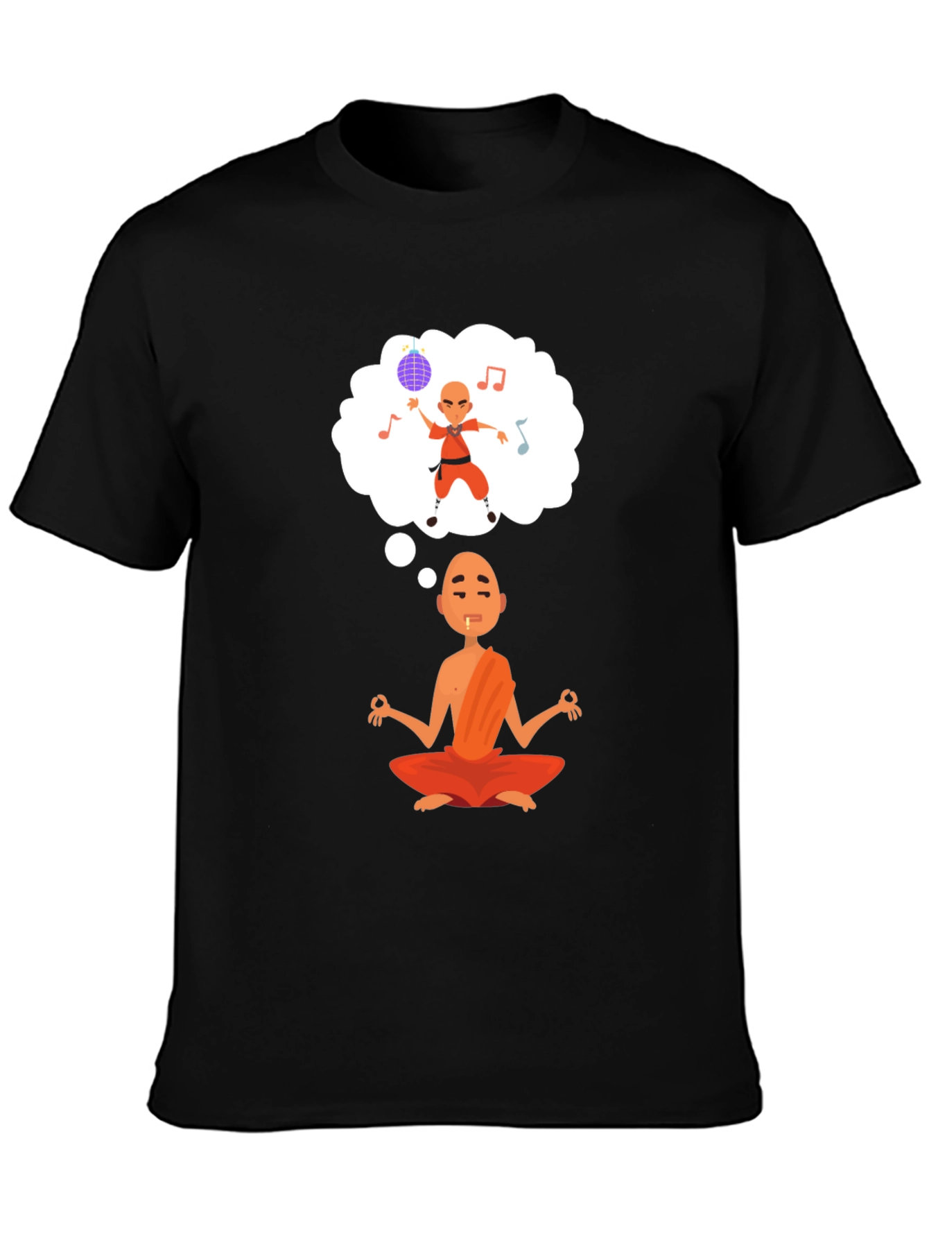 Black Meditating Monk T-Shirt - Dream of Dancing view 3