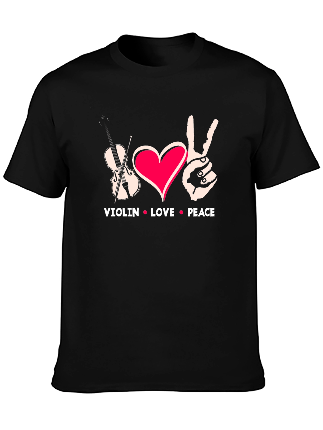Violin Love Peace Graphic T-Shirt - 3
