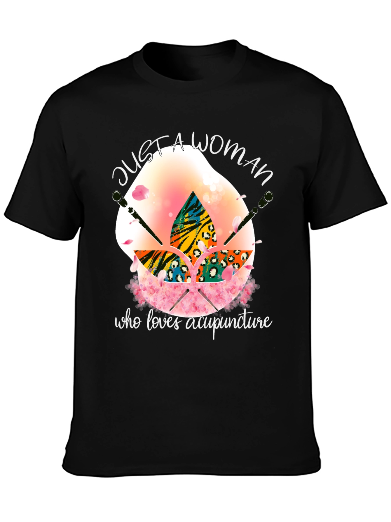 Black Acupuncture Lover T-Shirt - Just a Woman view 3