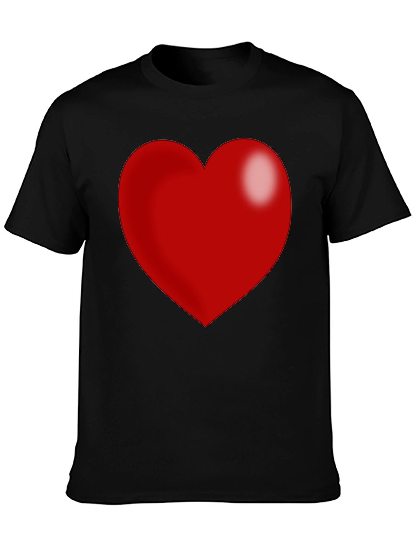 Black Red Heart Graphic Print Black T-Shirt view 3