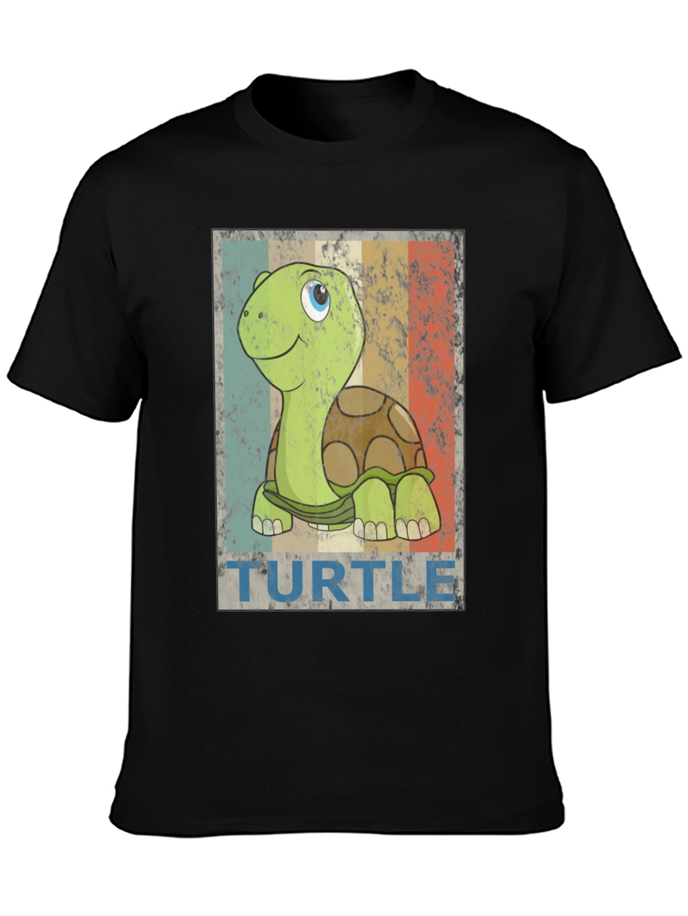 Black Retro Turtle Graphic Tee - Cute Cartoon Animal T-Shirt view 3