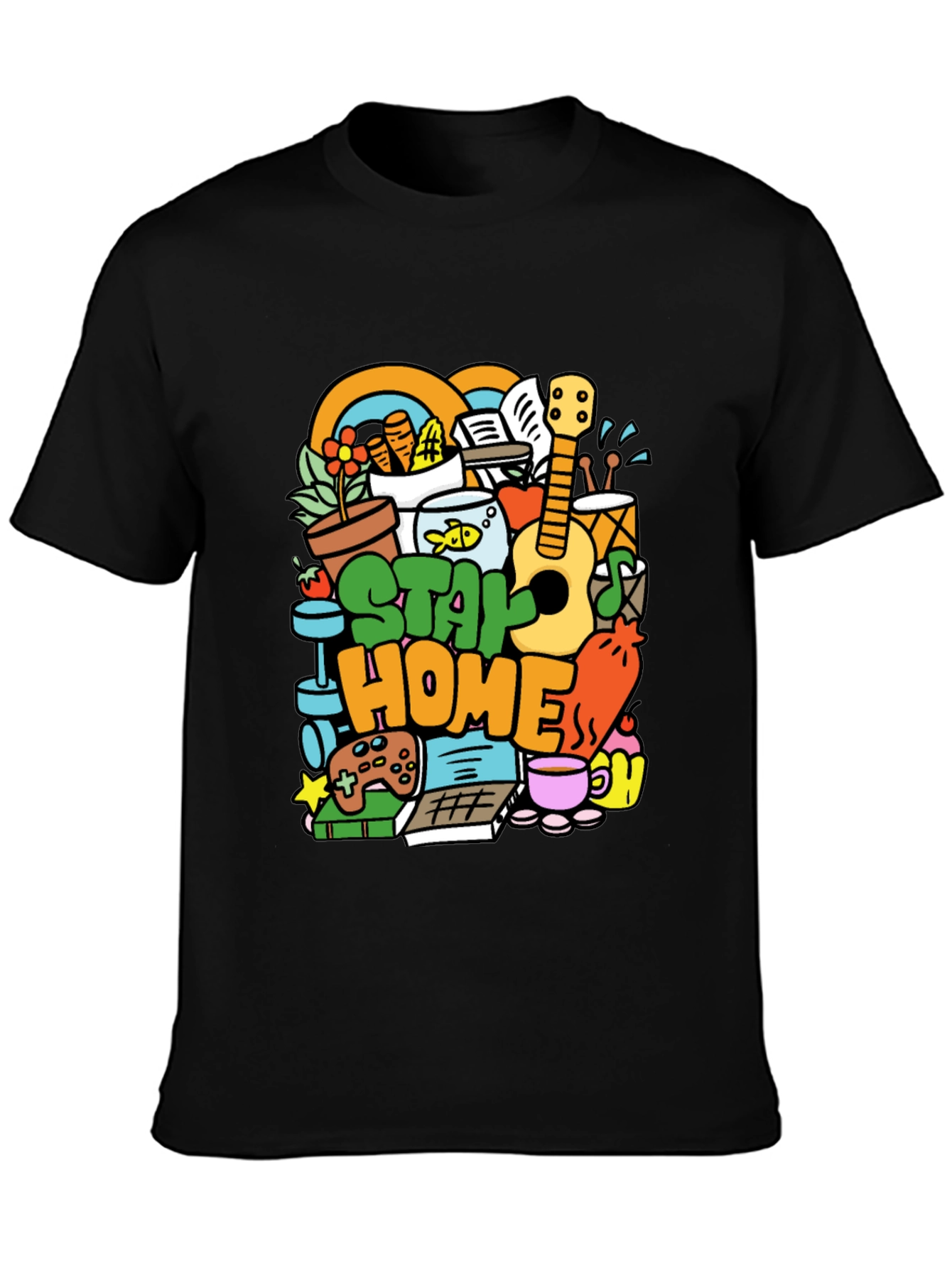 Black Stay Home Graphic T-Shirt - Cozy & Fun view 3